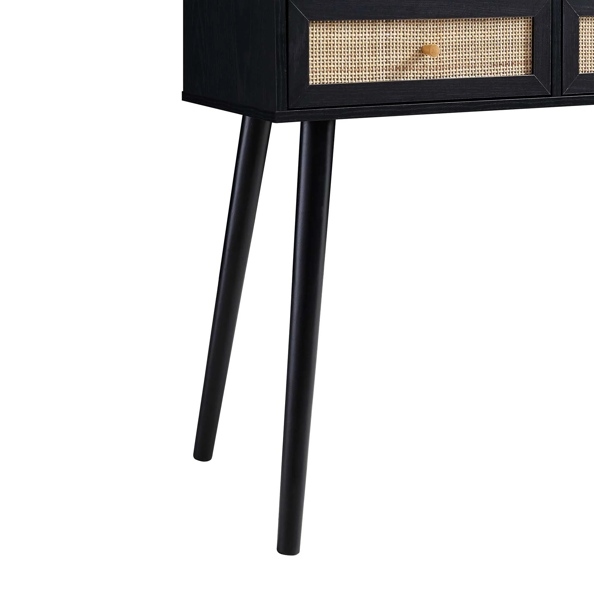 Frances Woven Rattan Dressing Table with Mirror, Black - Image 10