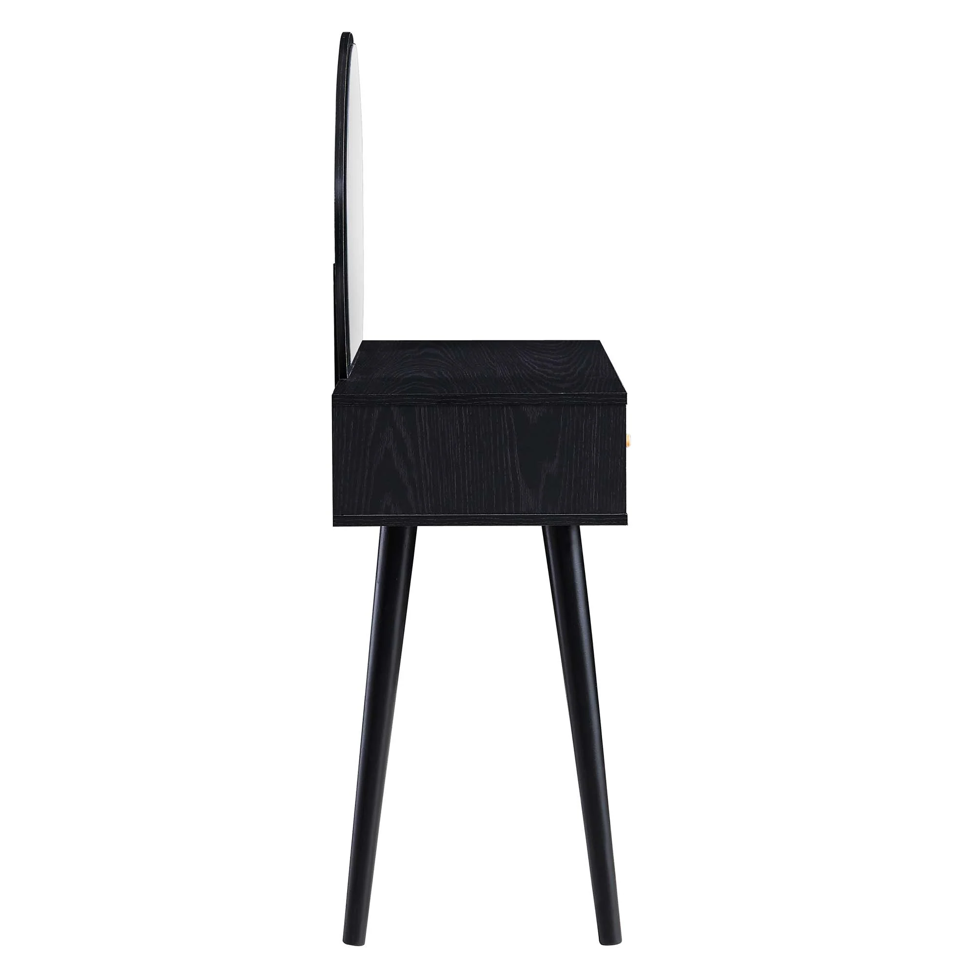 Frances Woven Rattan Dressing Table with Mirror, Black - Image 7