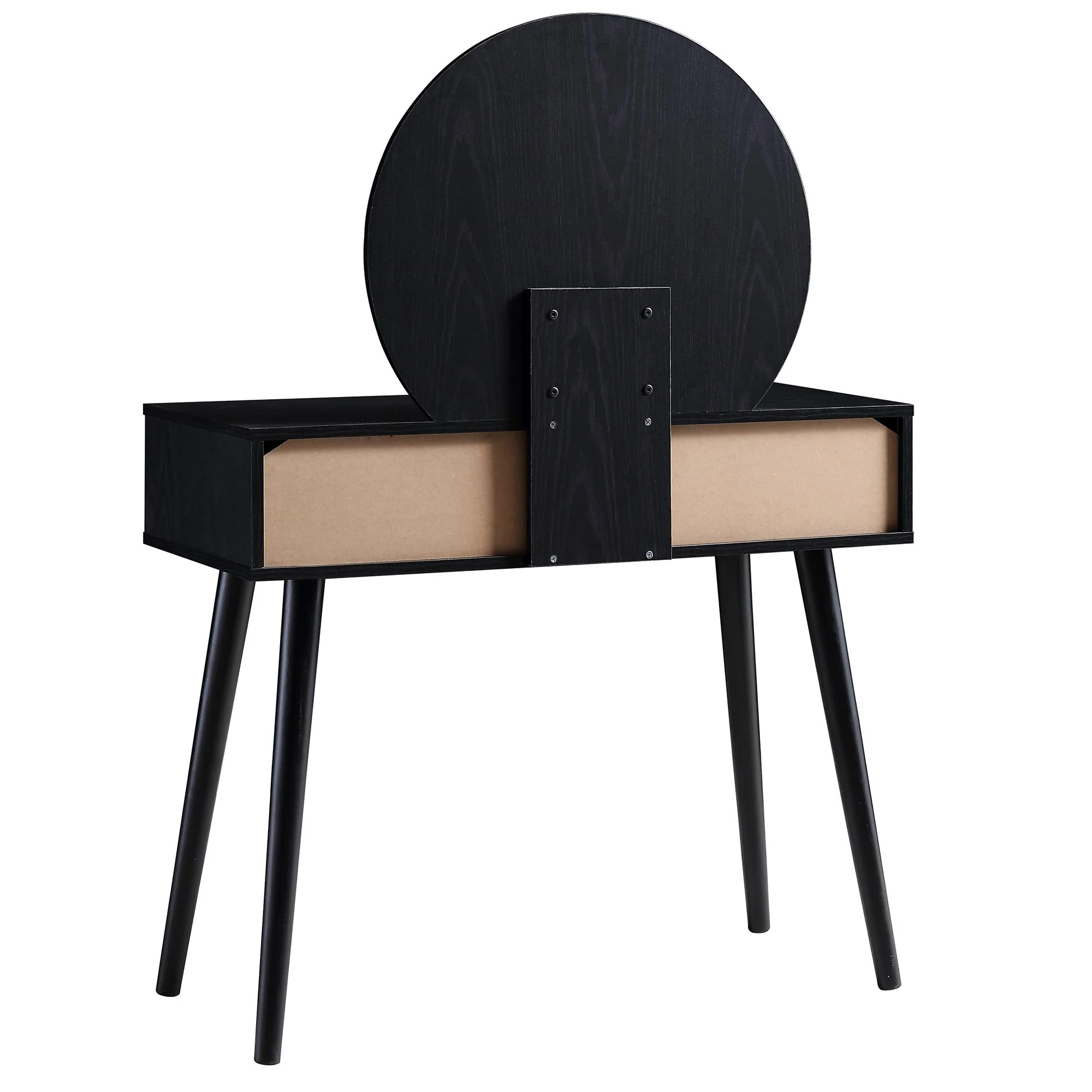 Frances Woven Rattan Dressing Table with Mirror, Black - Image 8