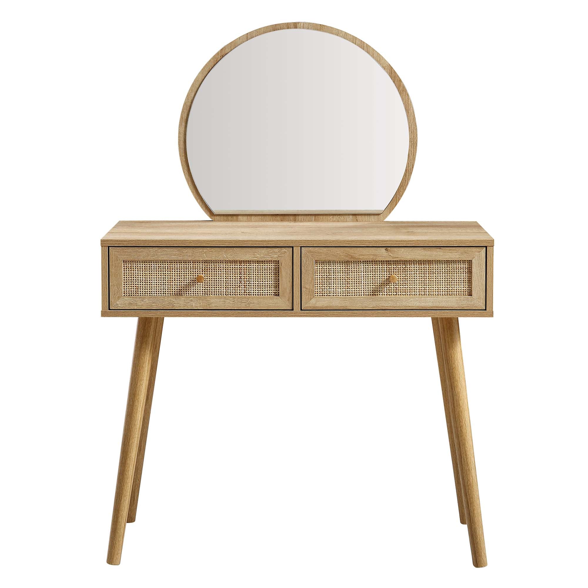 Frances Woven Rattan Dressing Table with Mirror, Natural - Image 3