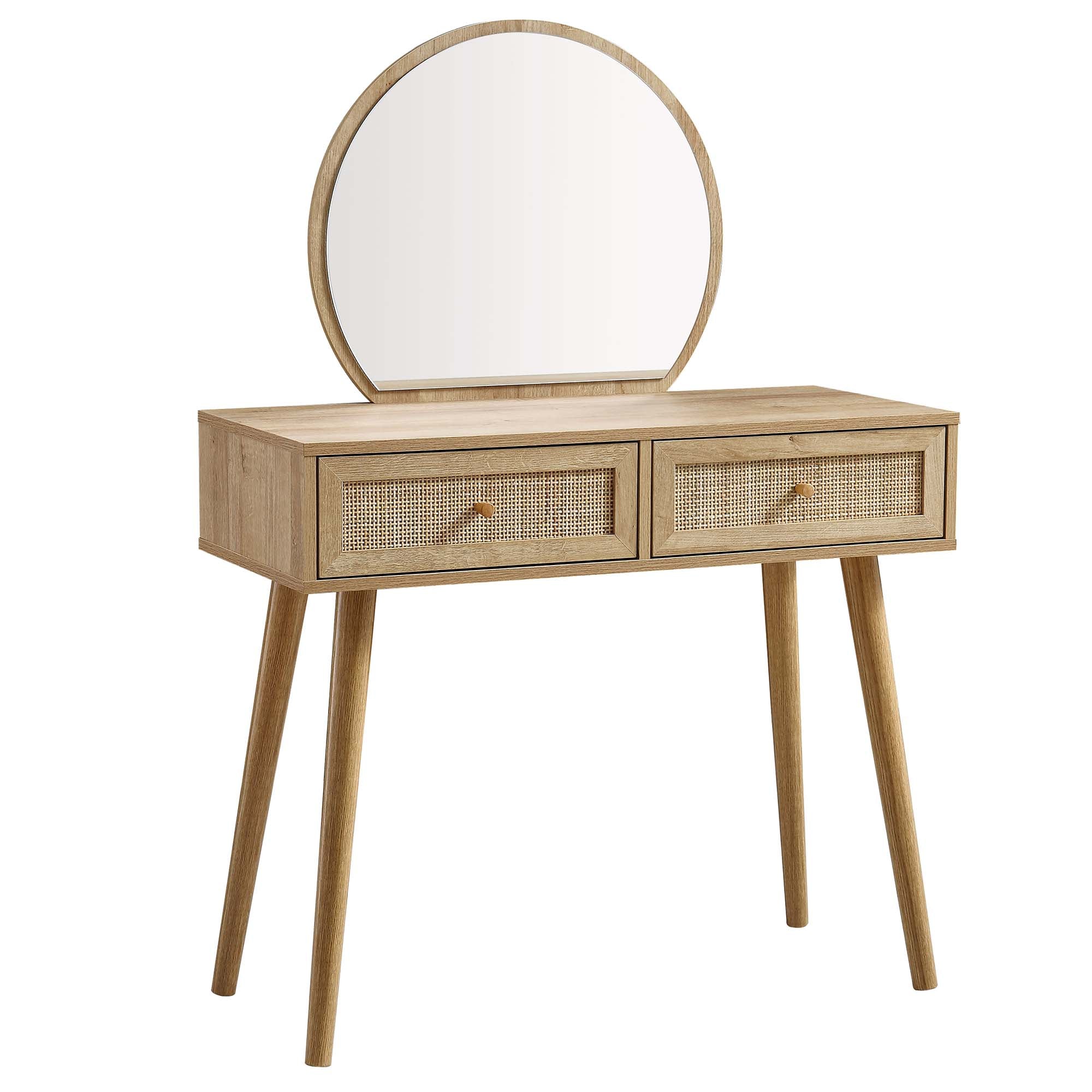 Frances Woven Rattan Dressing Table with Mirror, Natural - Image 4