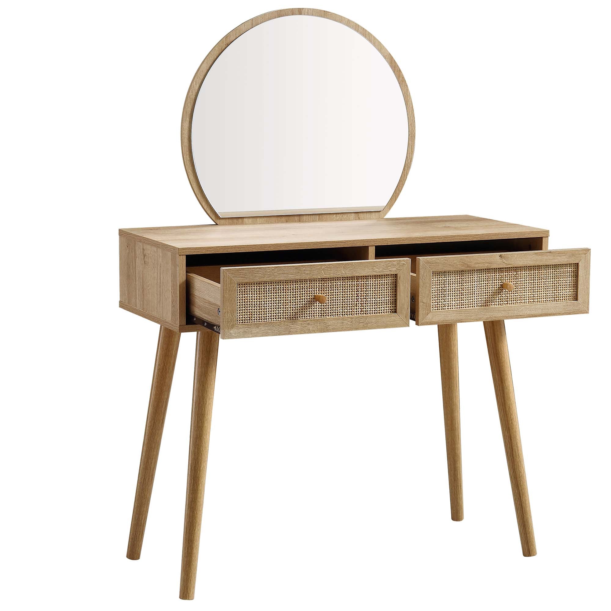 Frances Woven Rattan Dressing Table with Mirror, Natural - Image 6