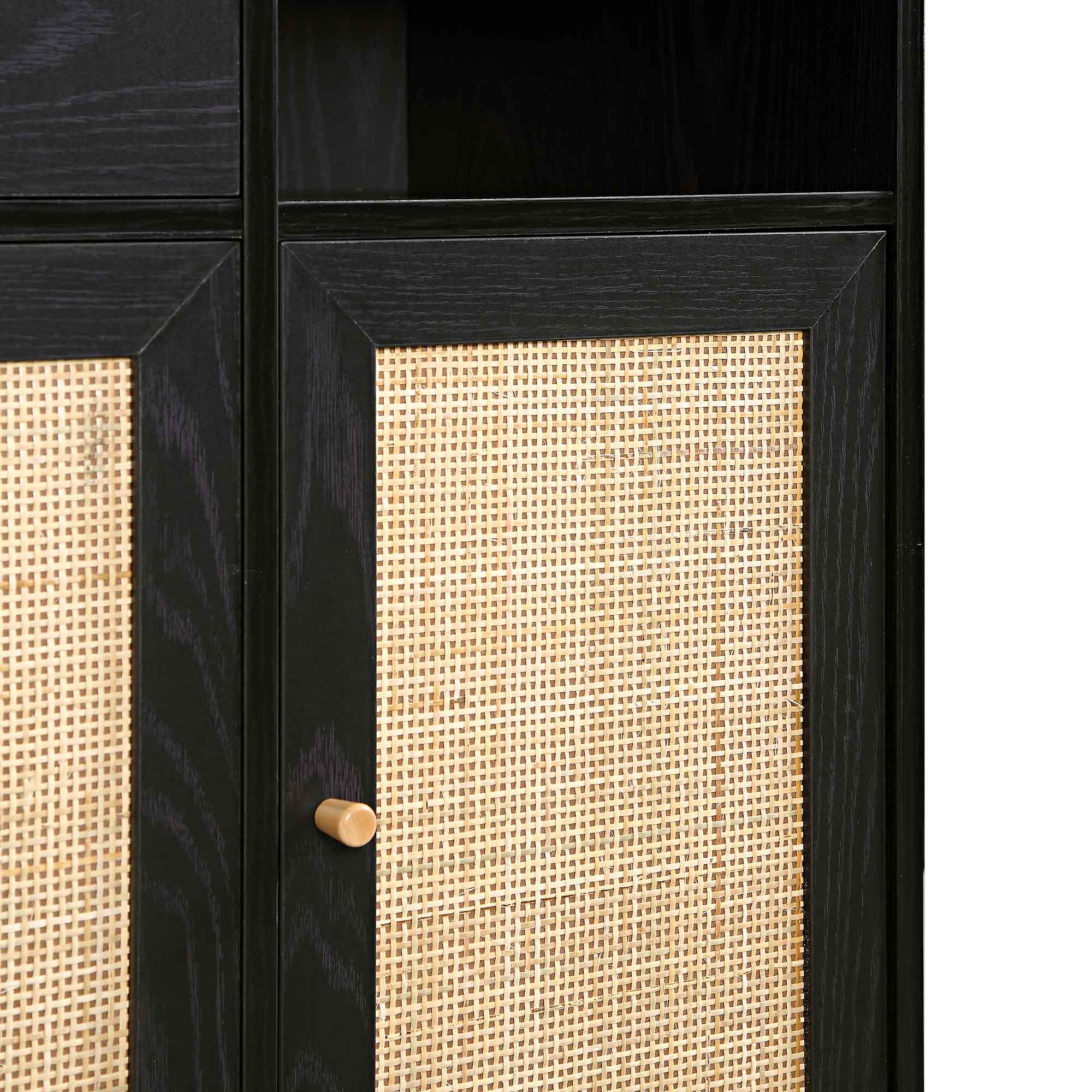 Frances Woven Rattan Kitchen Cabinet, Black - Image 12