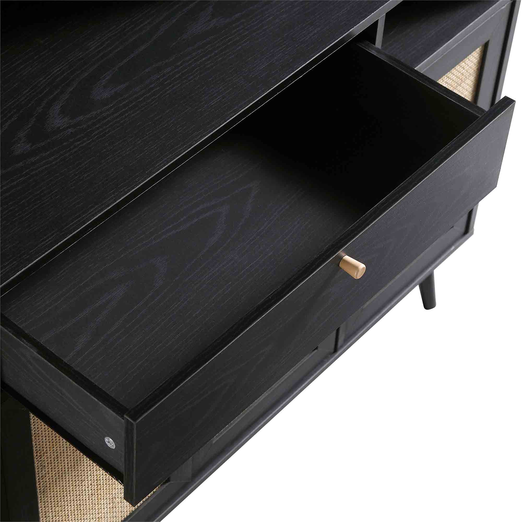 Frances Woven Rattan Kitchen Cabinet, Black - Image 13