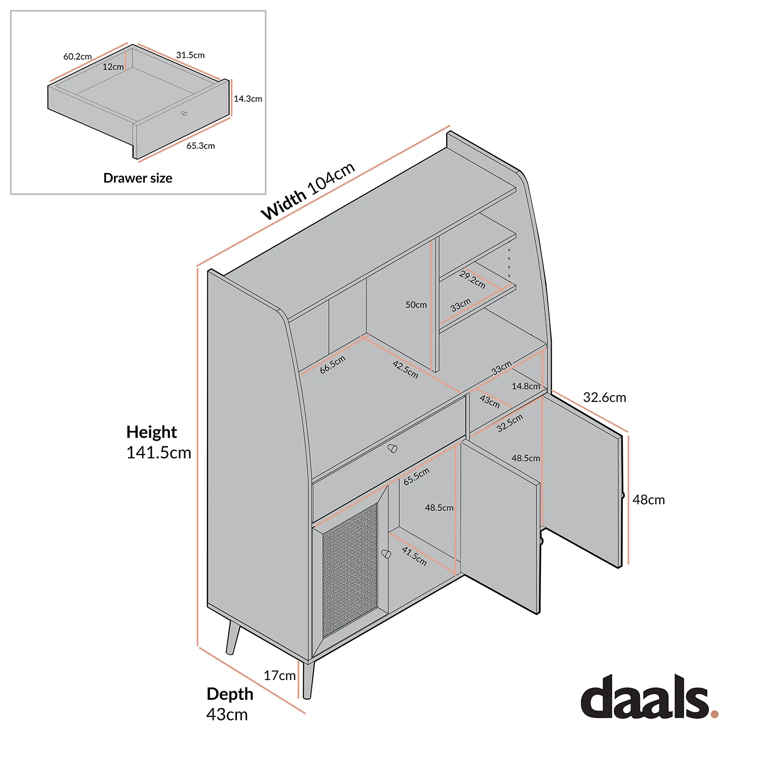 Frances Woven Rattan Kitchen Cabinet, Black - Image 6