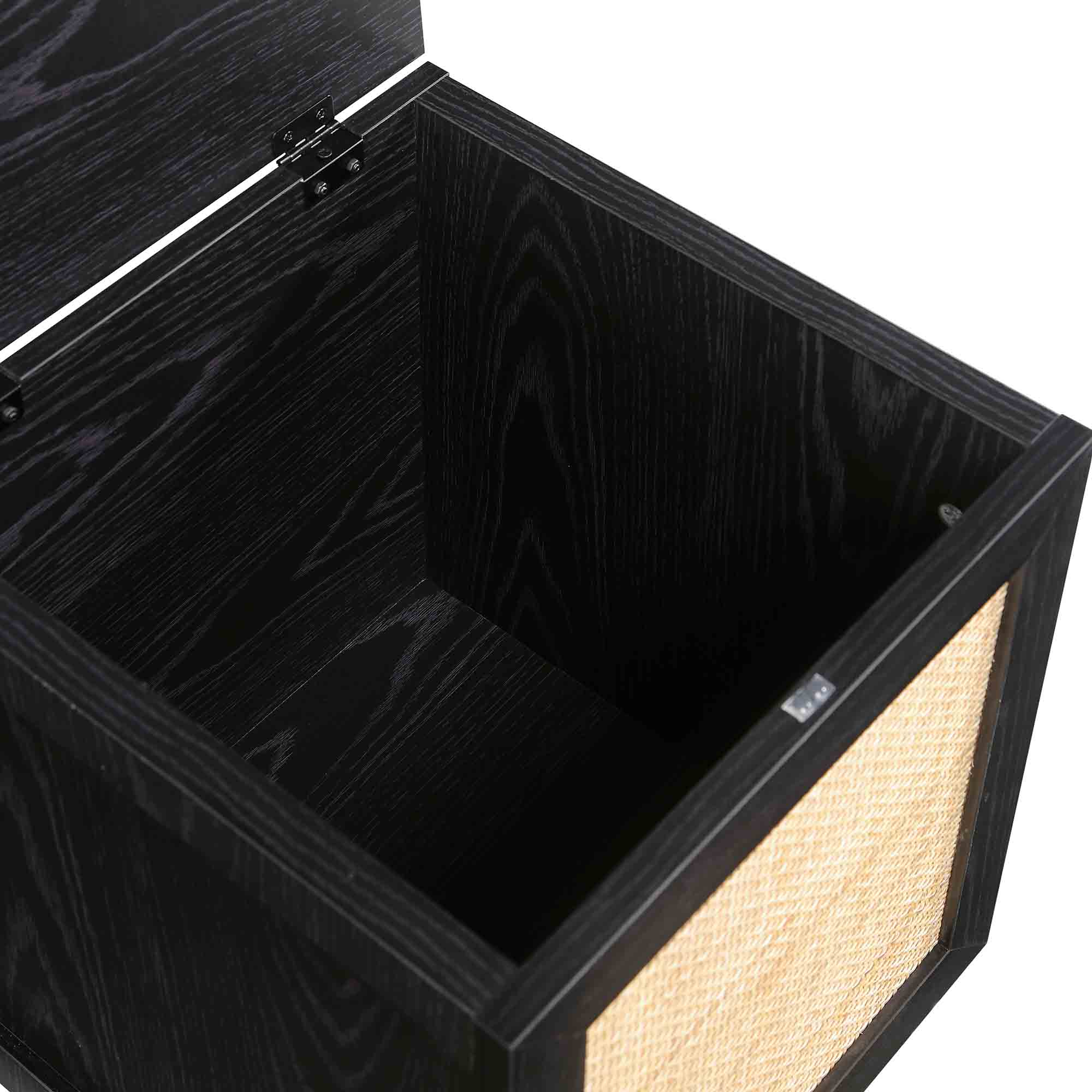 Frances Woven Rattan Single Storage Stool with Cushion, Black - Image 13