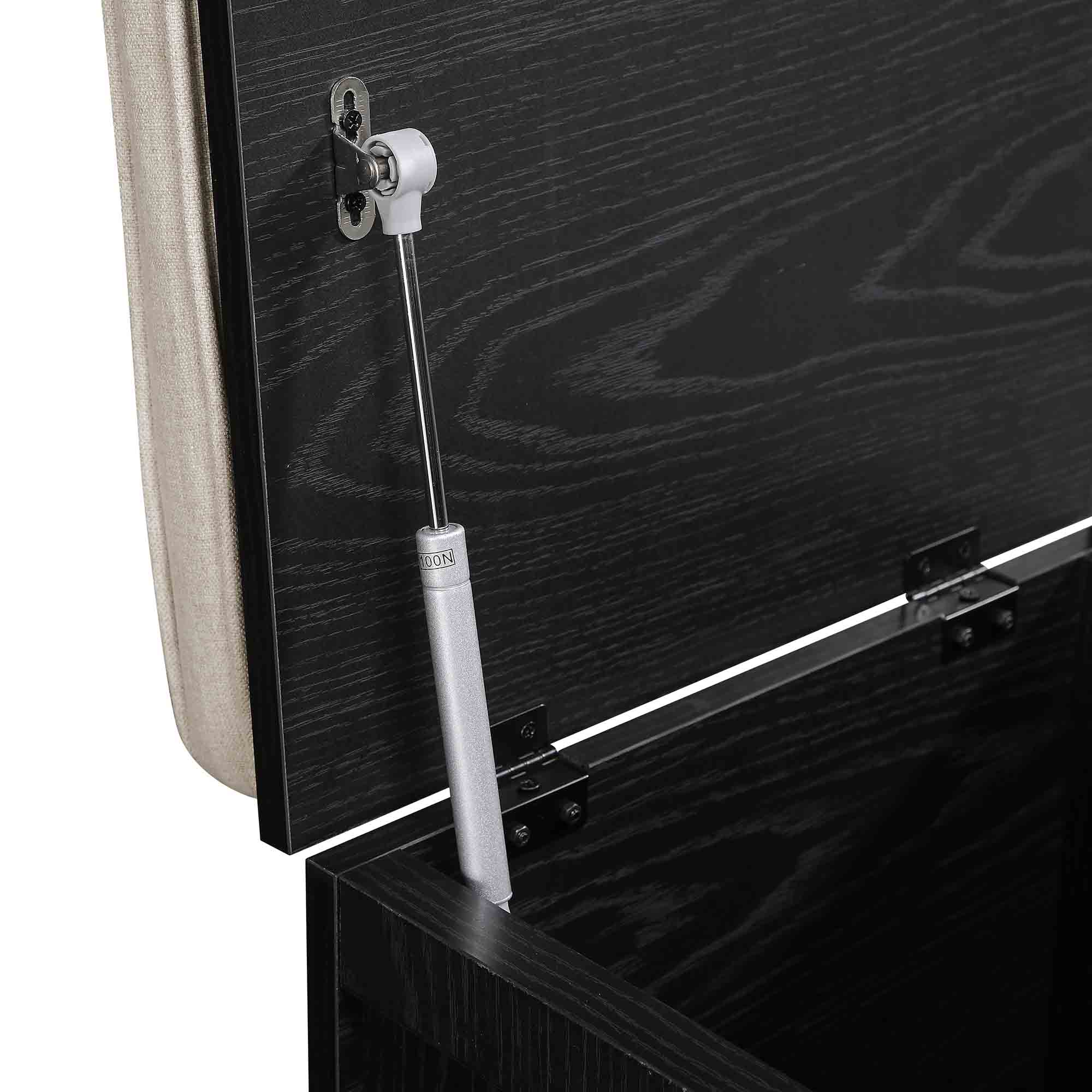 Frances Woven Rattan Single Storage Stool with Cushion, Black - Image 14