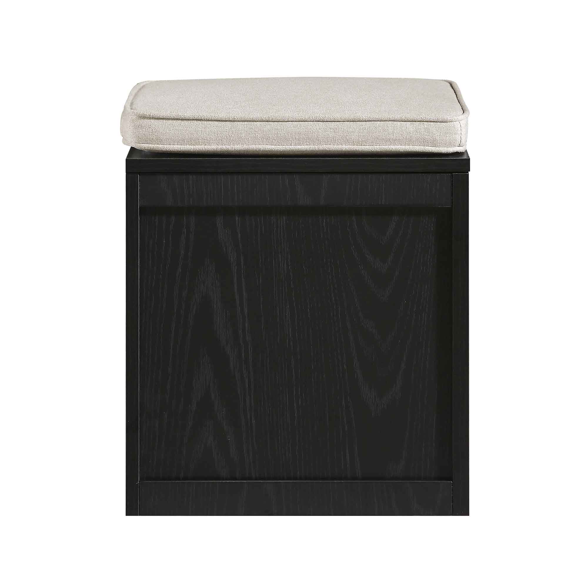 Frances Woven Rattan Single Storage Stool with Cushion, Black - Image 9