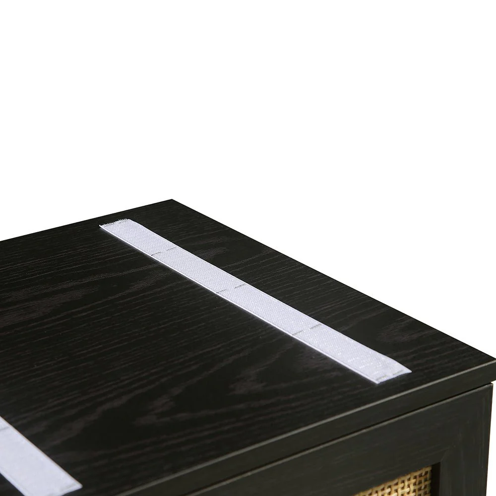 Frances Woven Rattan Triple Storage Stool Set with Cushion, Black - Image 11