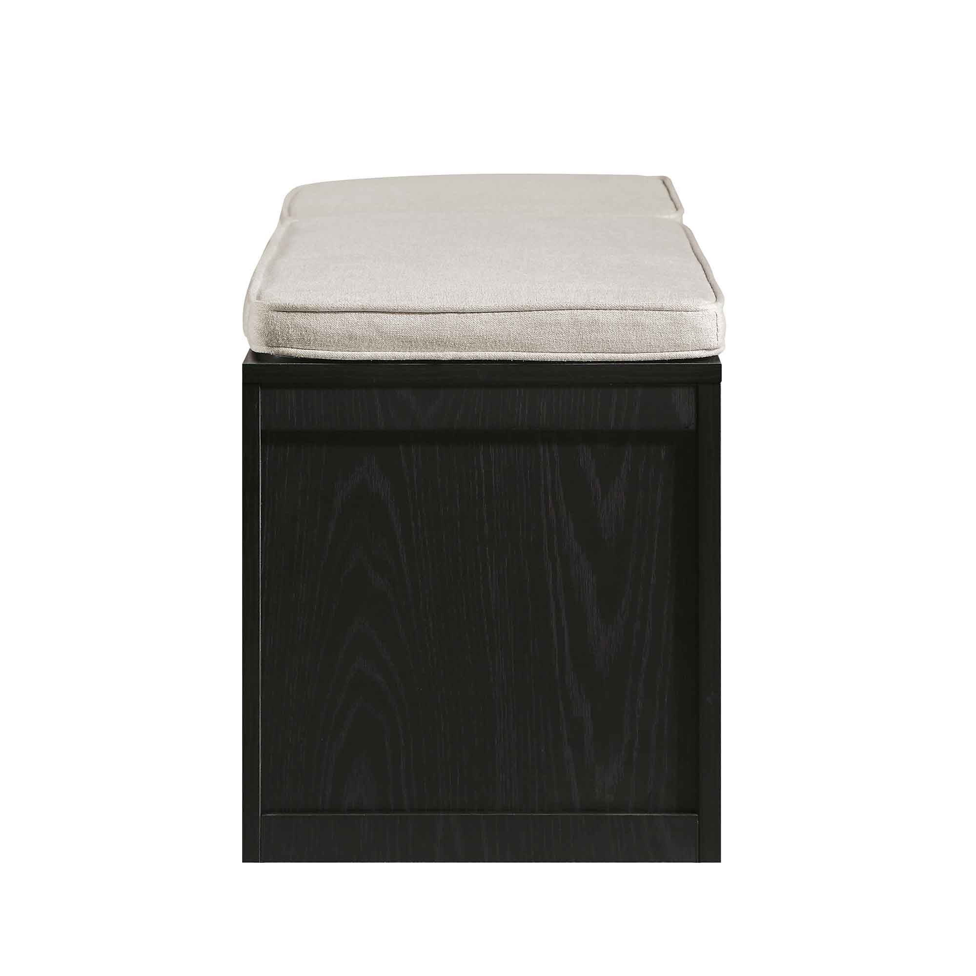 Frances Woven Rattan Triple Storage Stool Set with Cushion, Black - Image 8