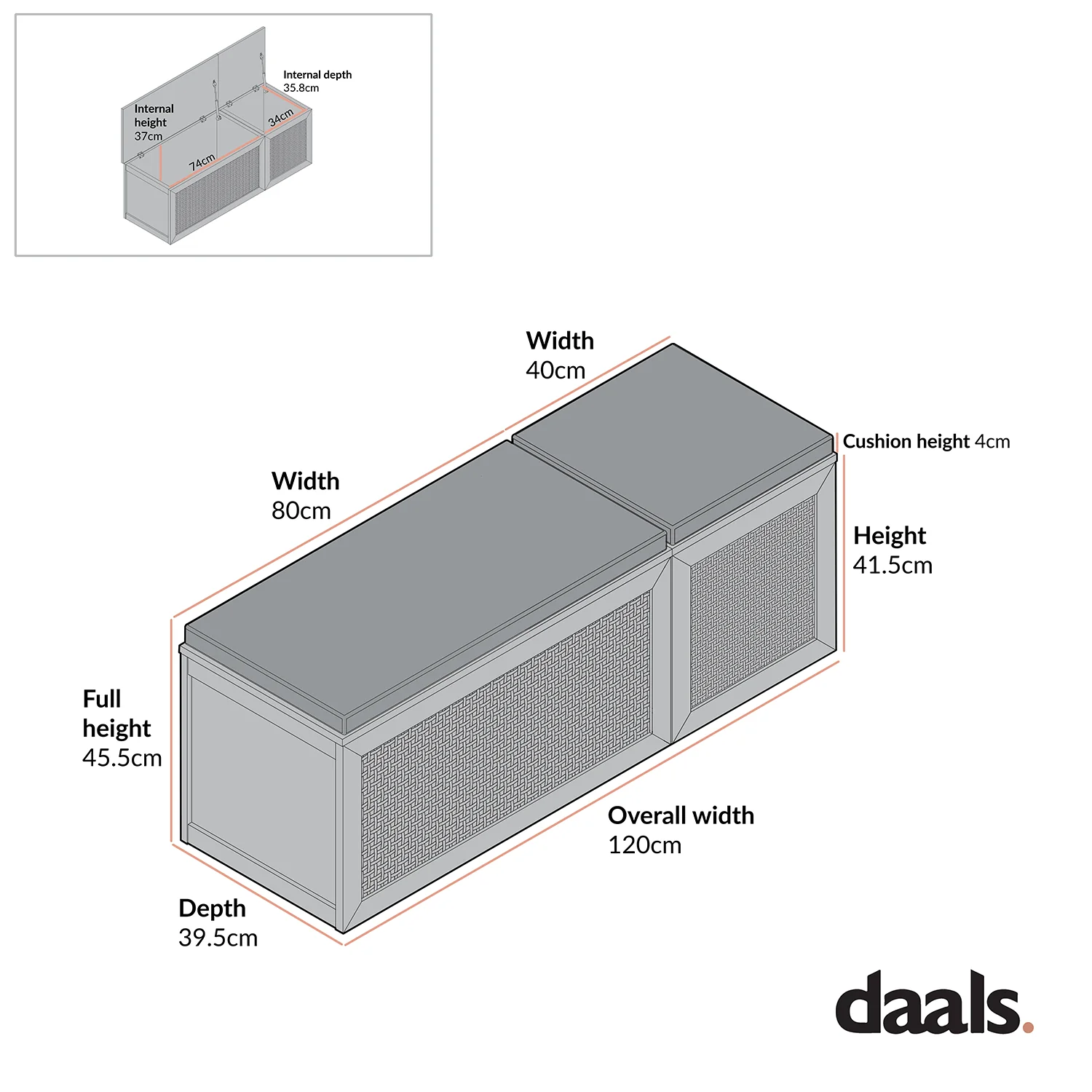 Frances Woven Rattan Triple Storage Stool Set with Cushion, Black - Image 5