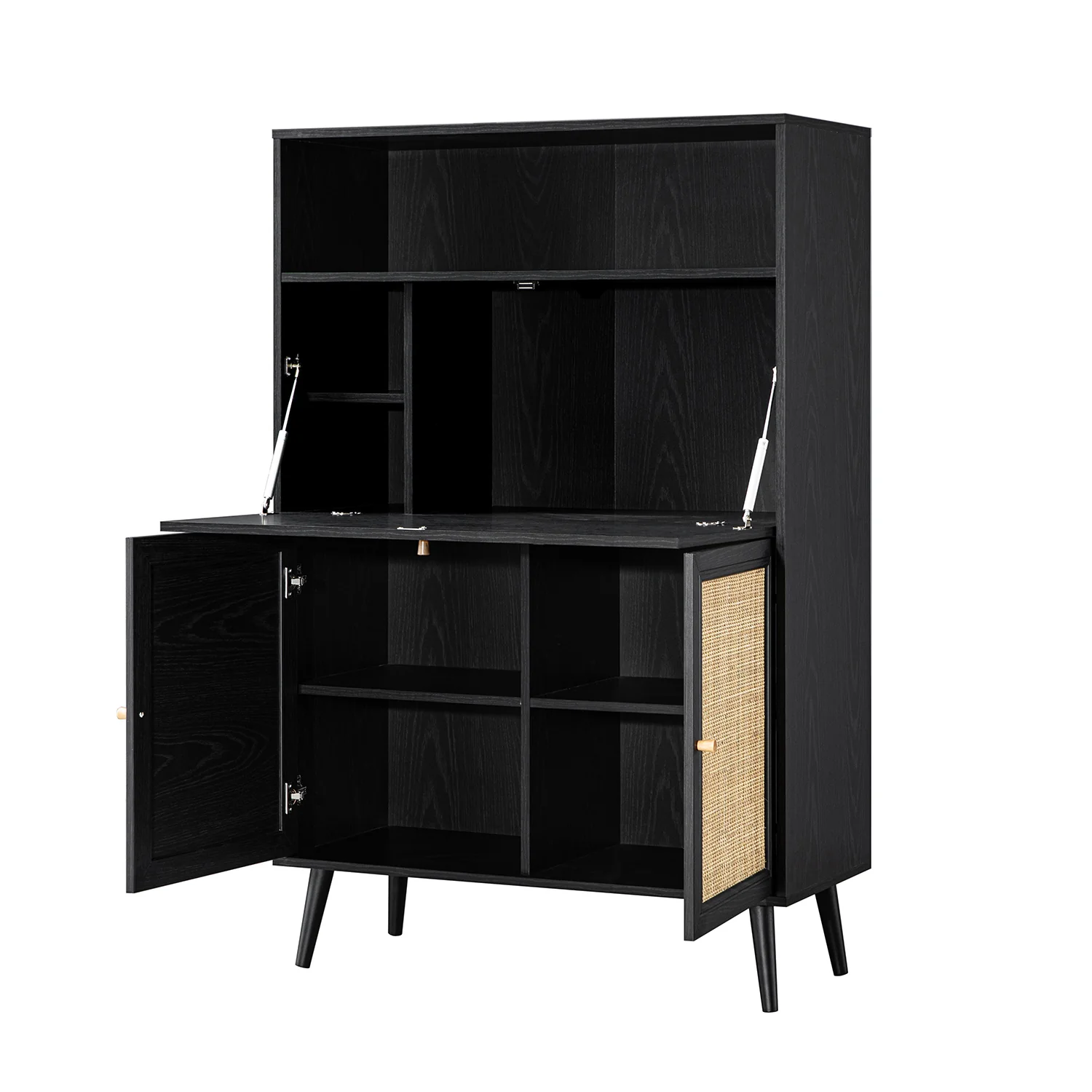 Frances Woven Rattan Writing Bureau, Black - Image 11