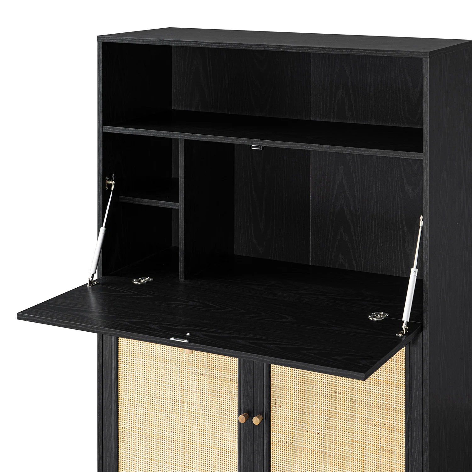 Frances Woven Rattan Writing Bureau, Black - Image 16