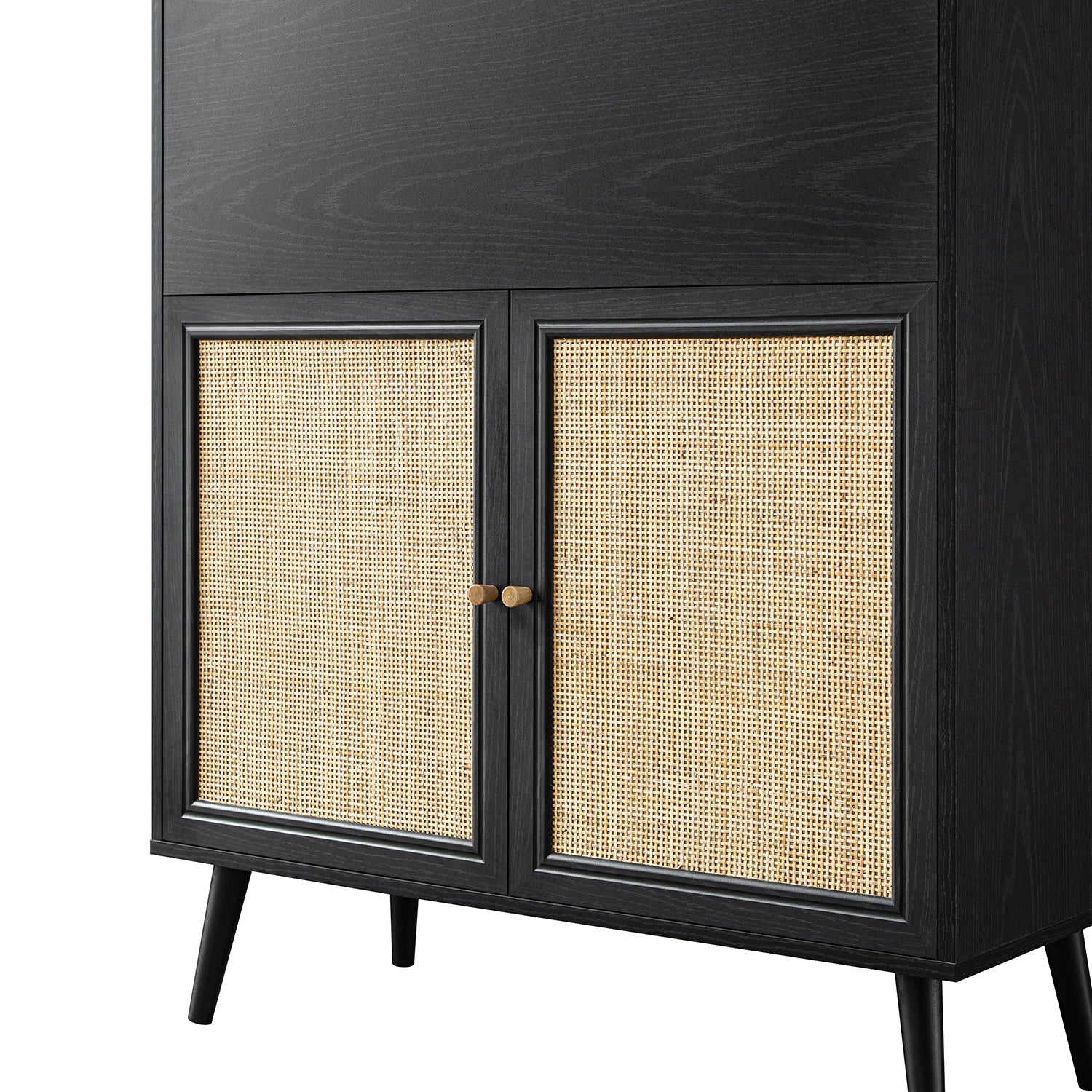 Frances Woven Rattan Writing Bureau, Black - Image 17