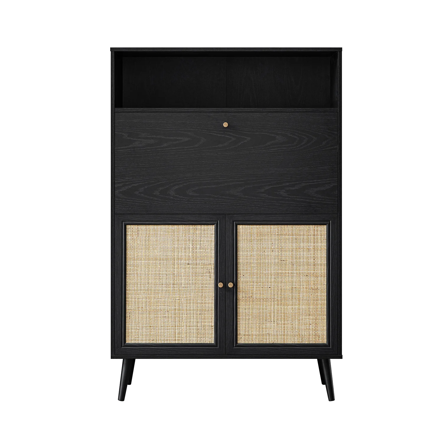 Frances Woven Rattan Writing Bureau, Black - Image 8