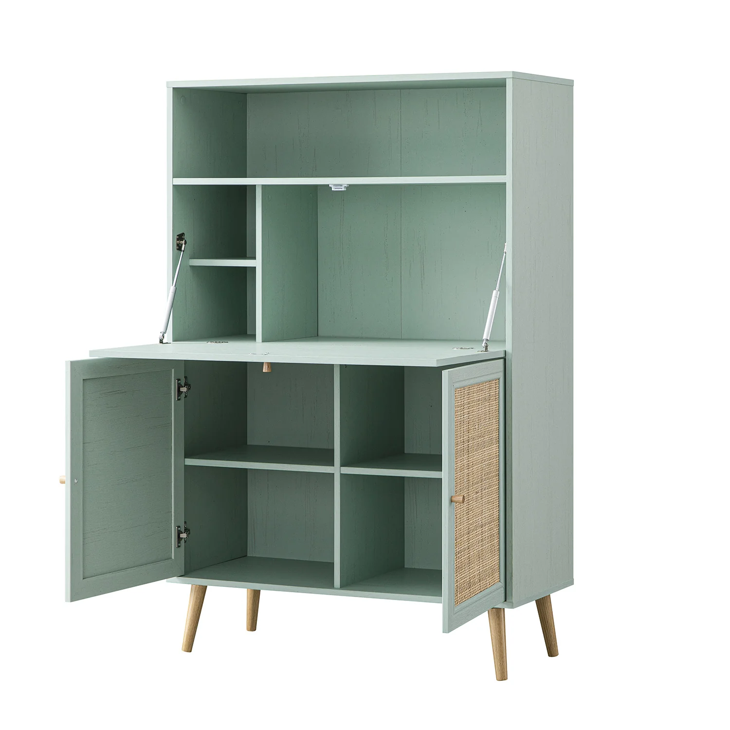 Frances Woven Rattan Writing Bureau, Mint - Image 11