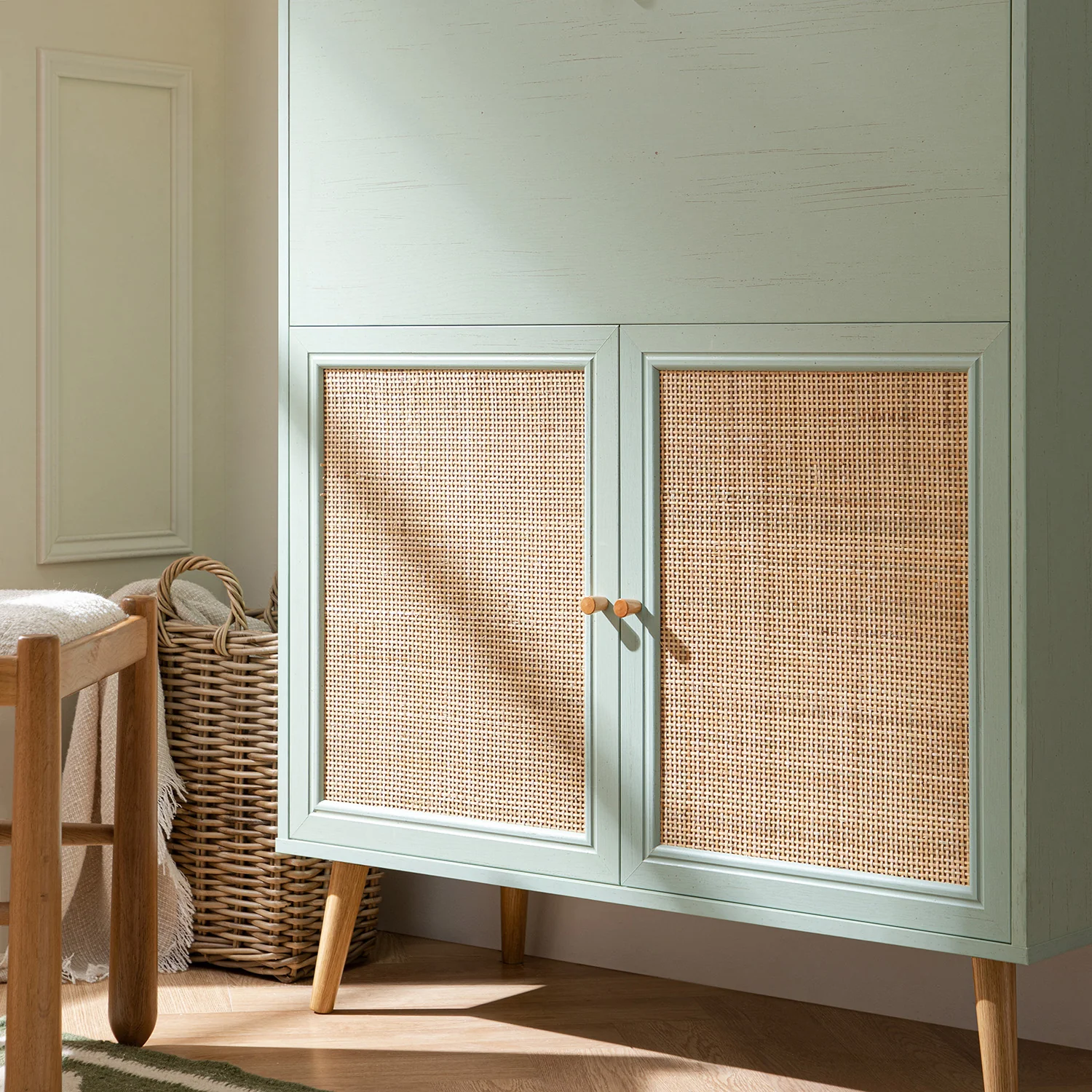 Frances Woven Rattan Writing Bureau, Mint - Image 6