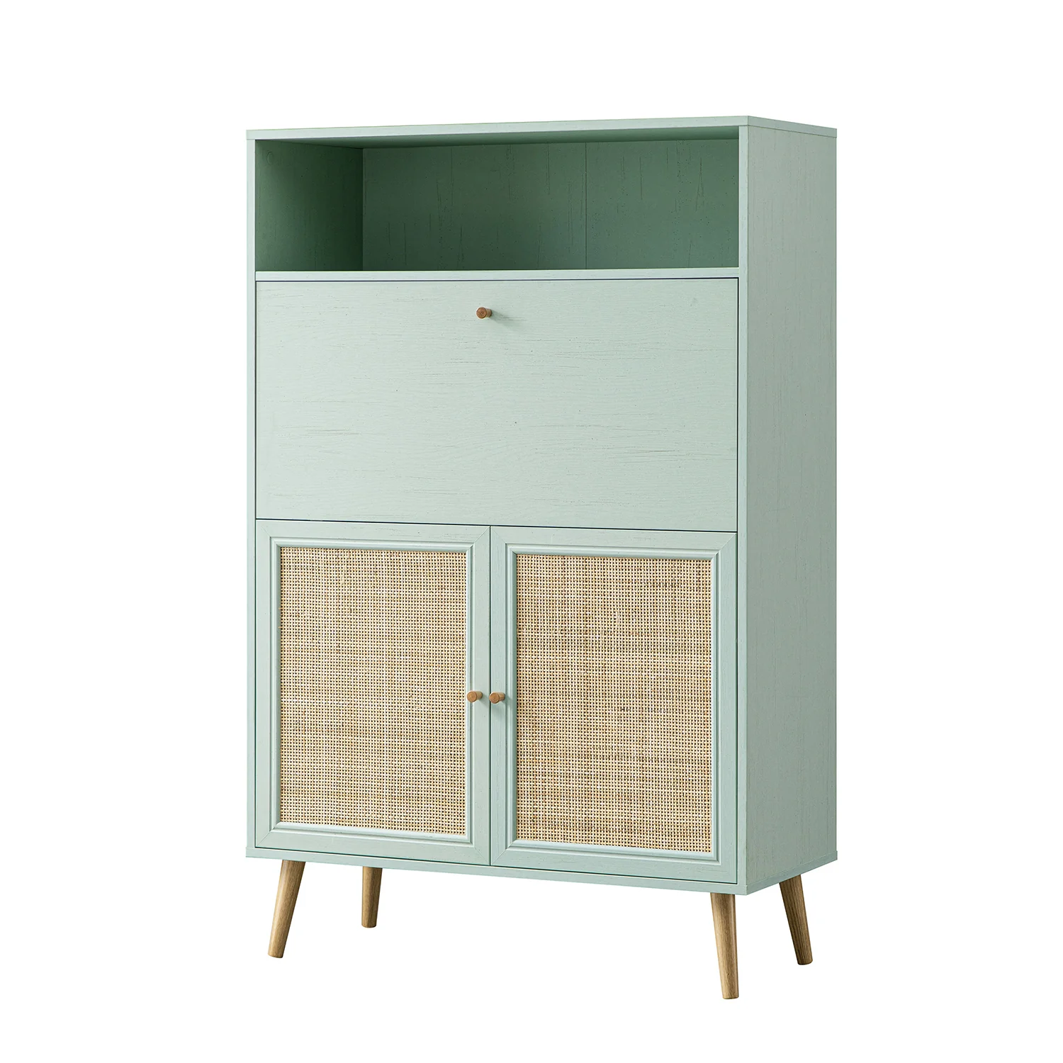 Frances Woven Rattan Writing Bureau, Mint - Image 9