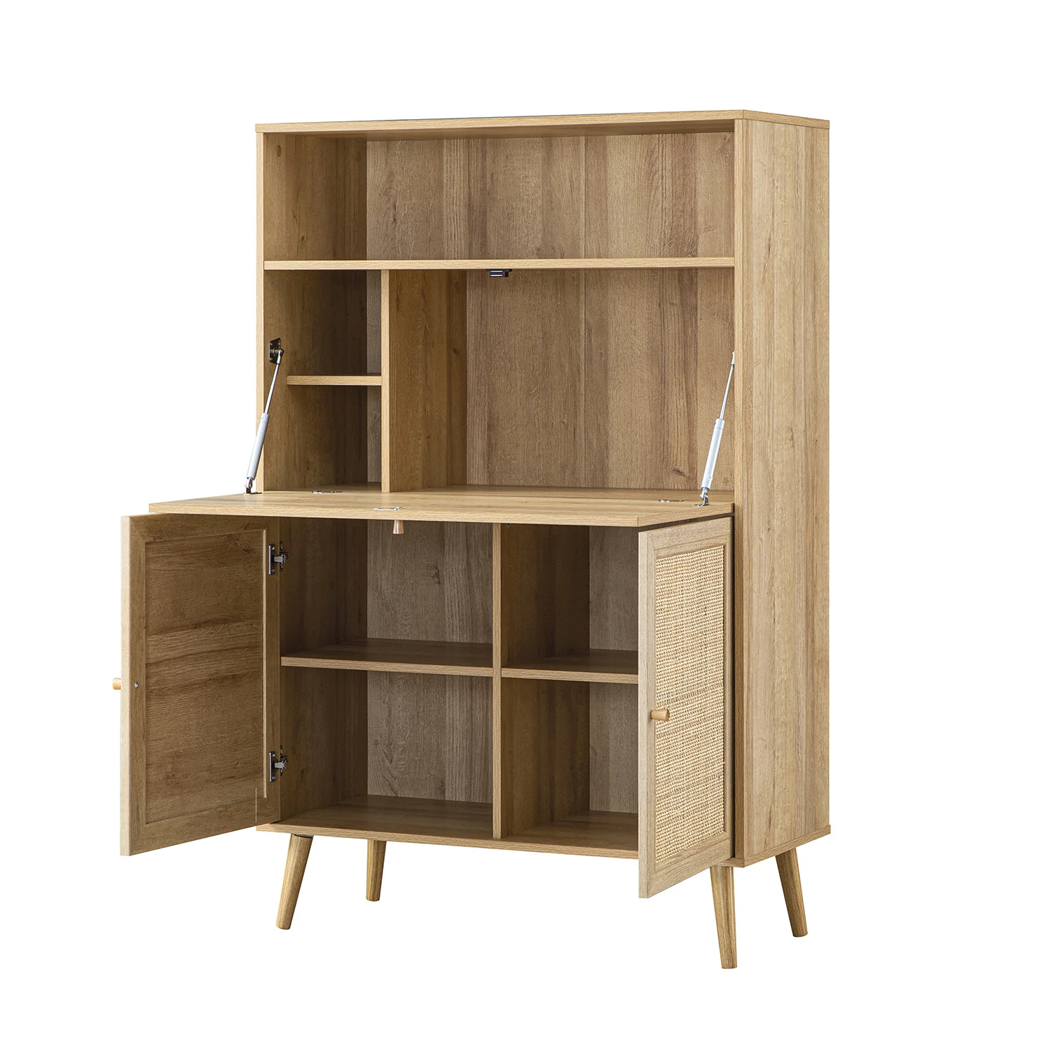 Frances Woven Rattan Writing Bureau, Natural - Image 4