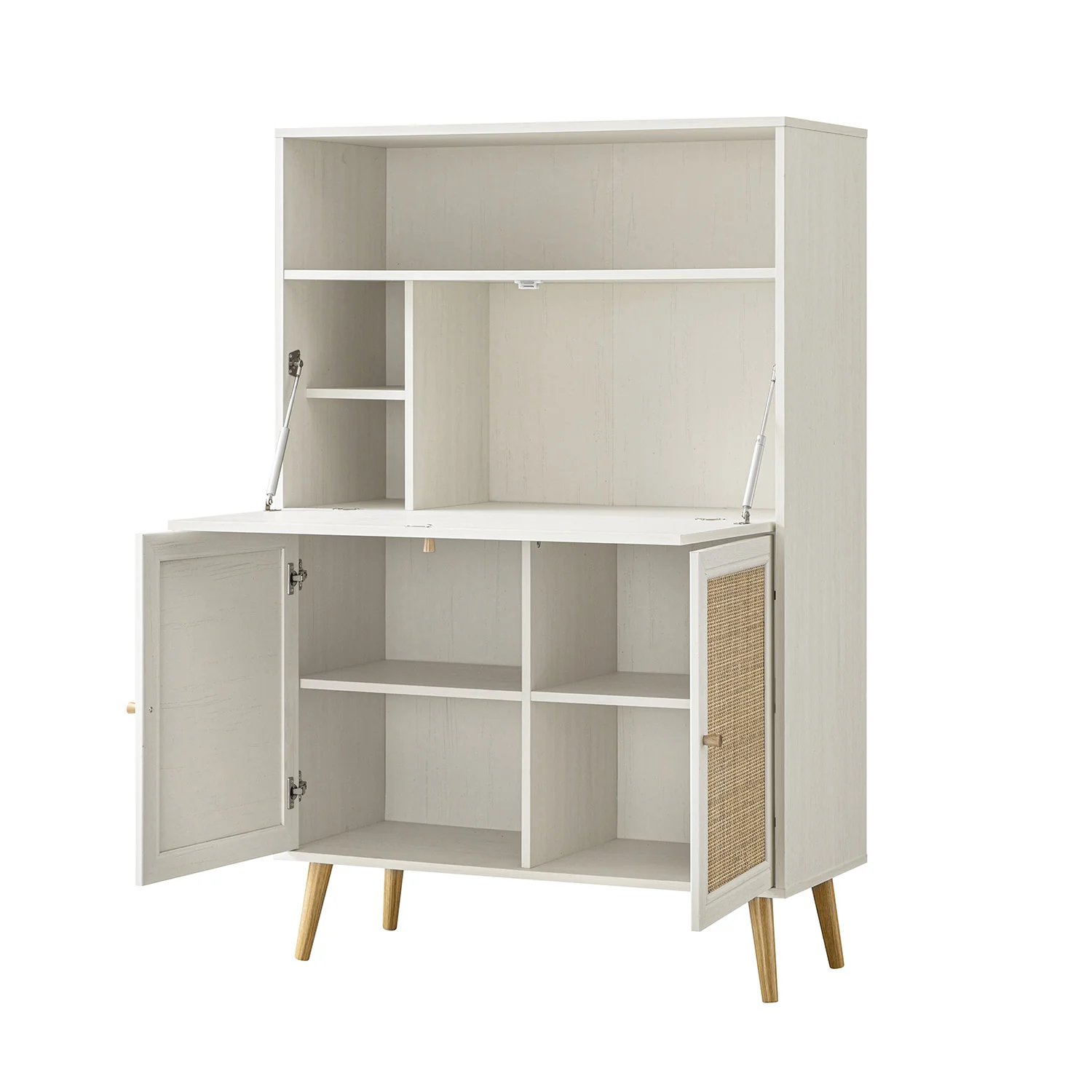 Frances Woven Rattan Writing Bureau, White - Image 11