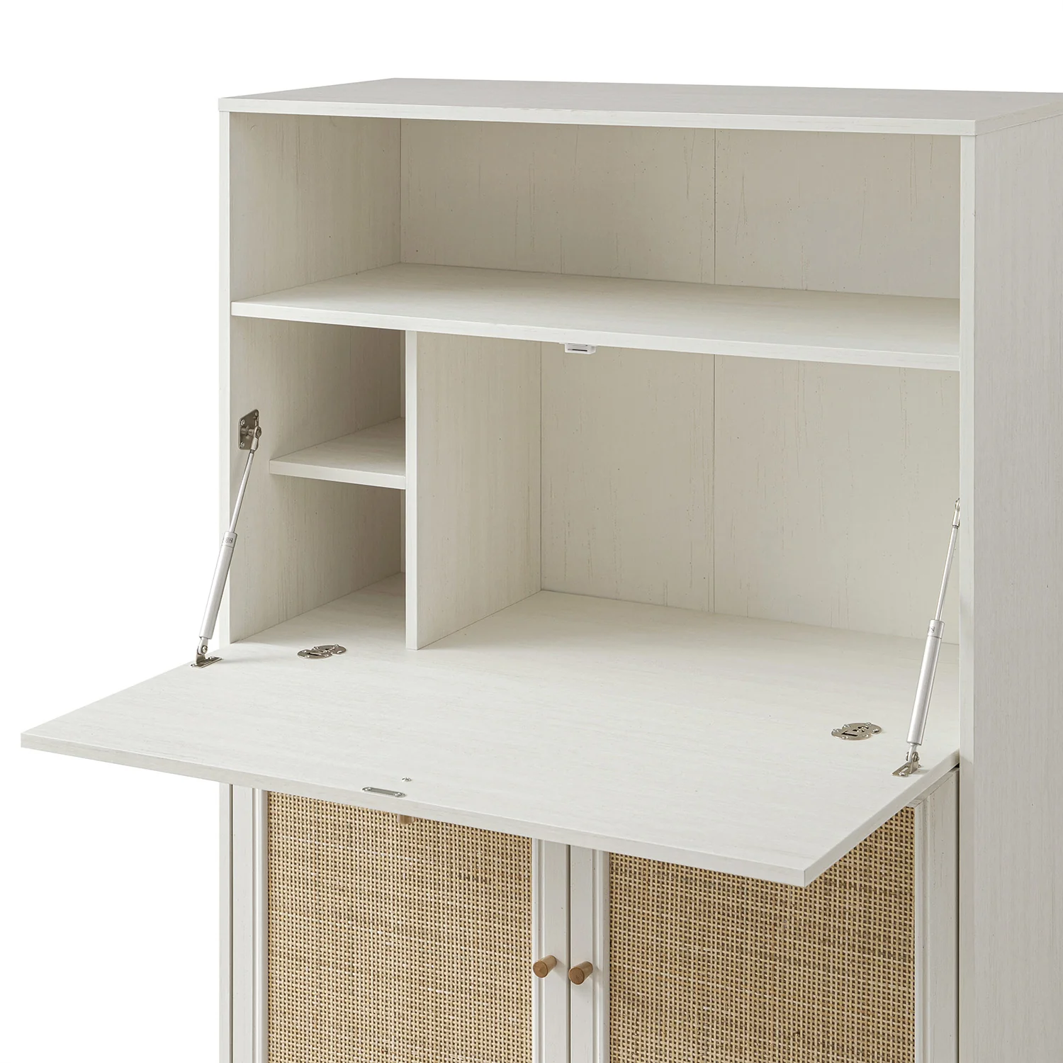 Frances Woven Rattan Writing Bureau, White - Image 16