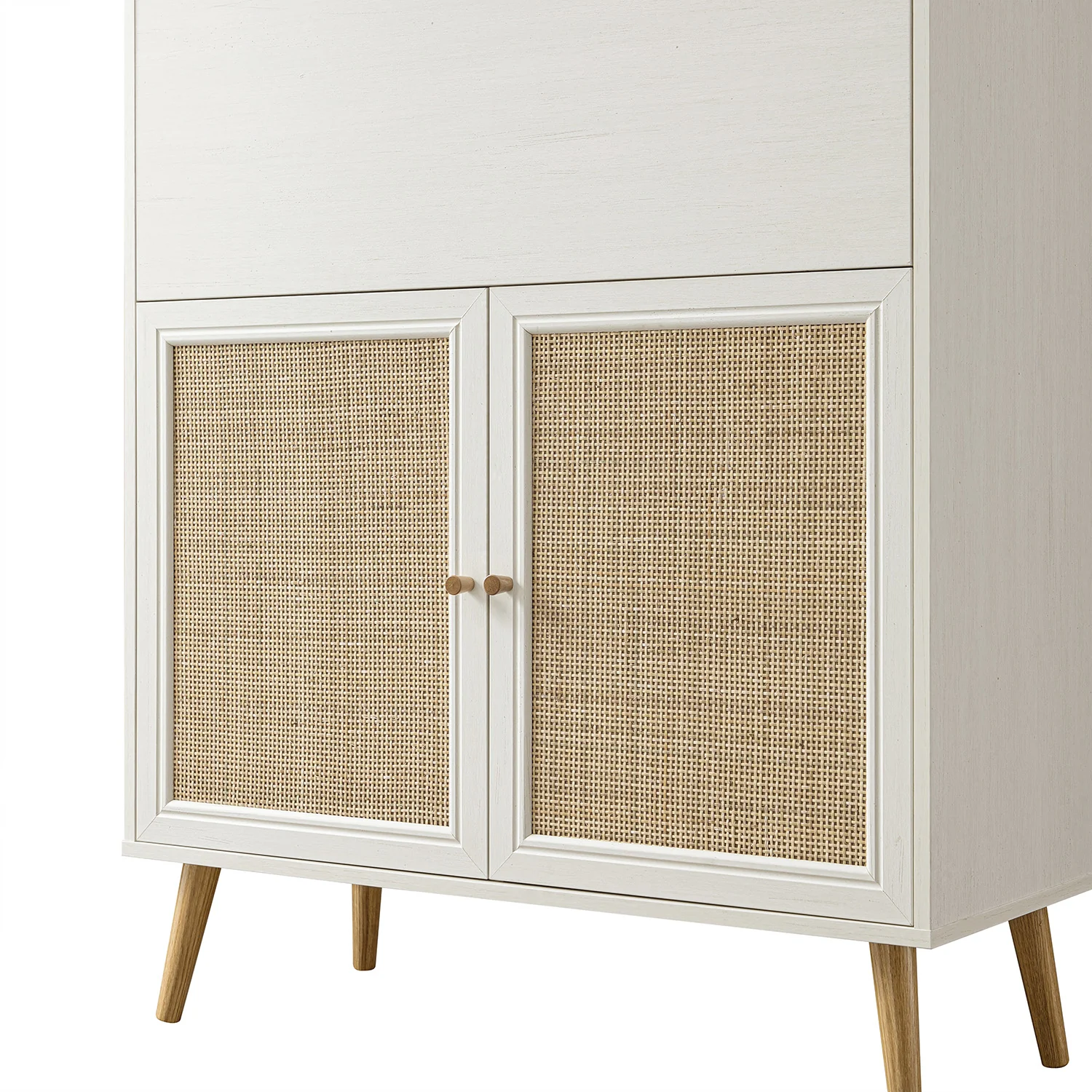 Frances Woven Rattan Writing Bureau, White - Image 17