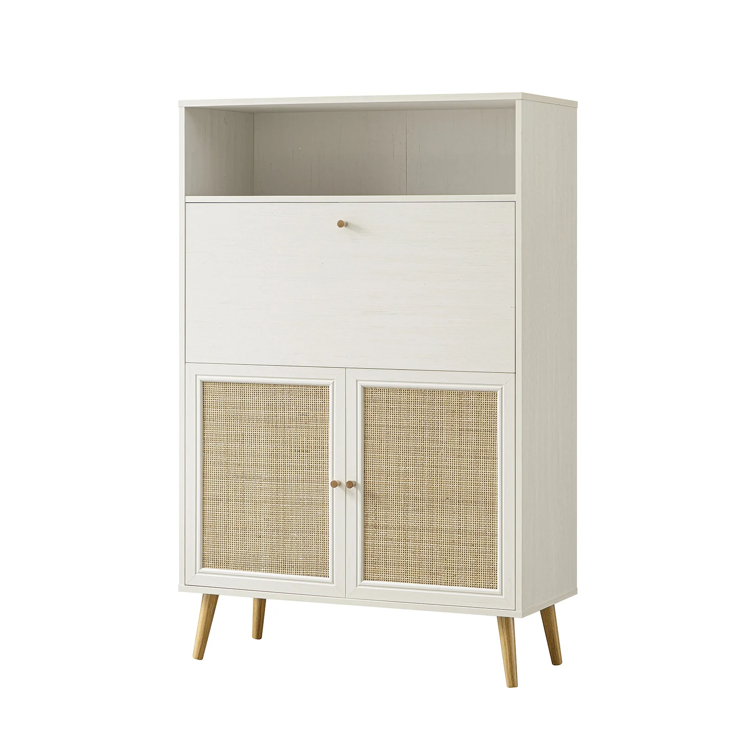 Frances Woven Rattan Writing Bureau, White - Image 9