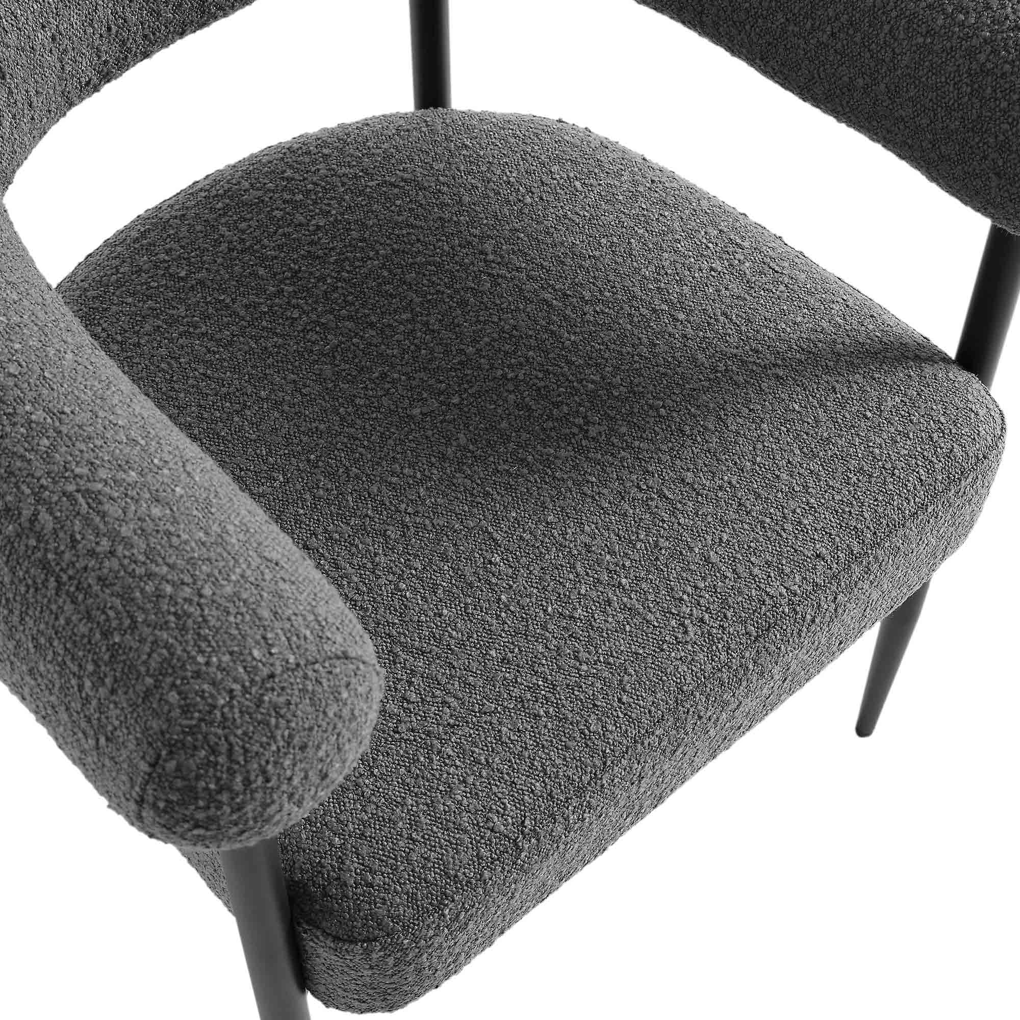Fulbourn Charcoal Boucle Dining Chair with Black Metal Legs - Image 10