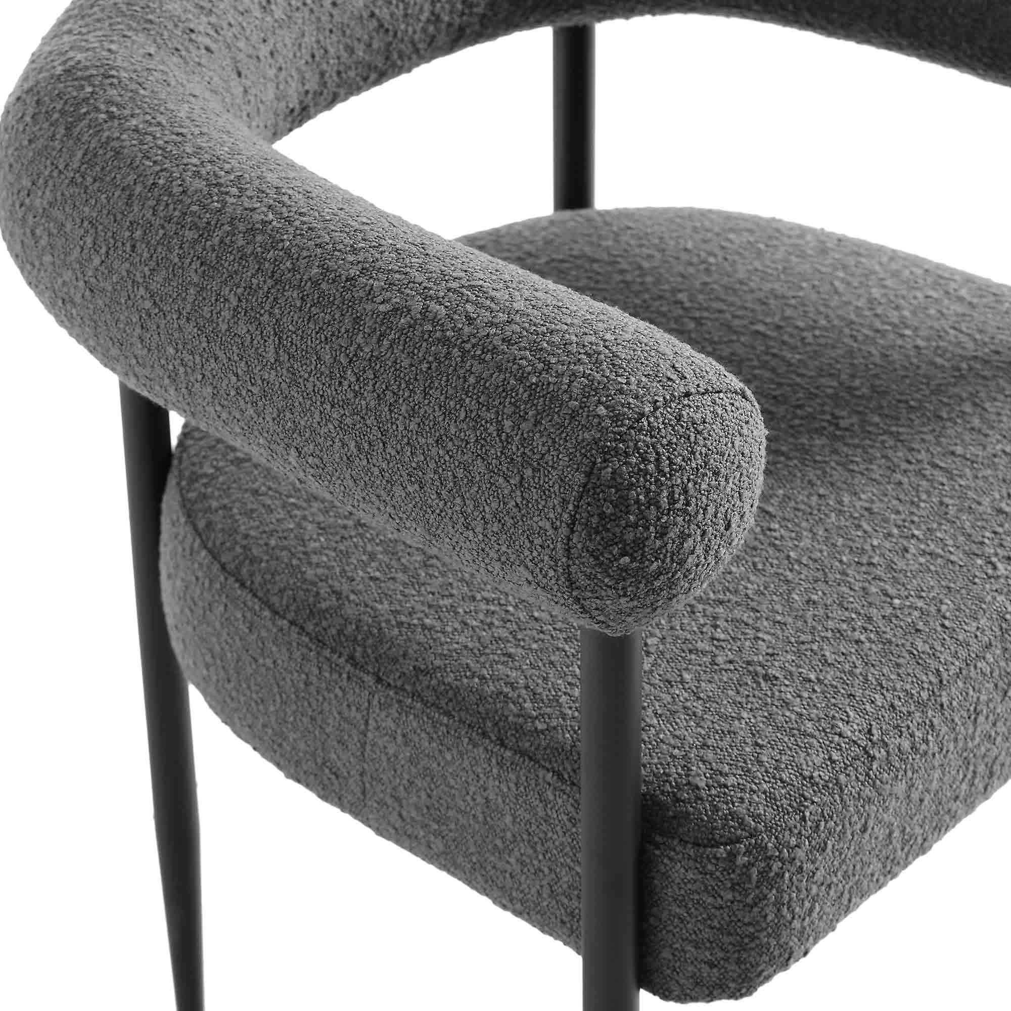 Fulbourn Charcoal Boucle Dining Chair with Black Metal Legs - Image 11