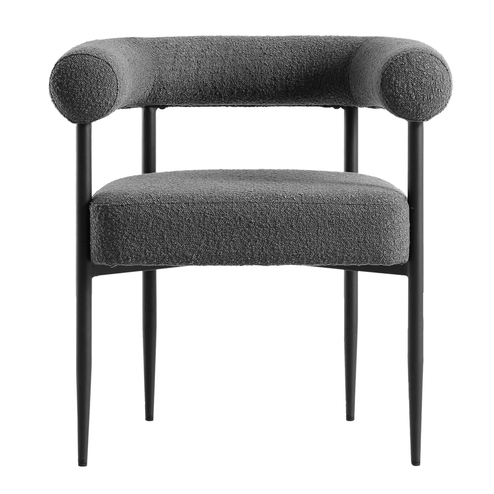 Fulbourn Charcoal Boucle Dining Chair with Black Metal Legs - Image 4