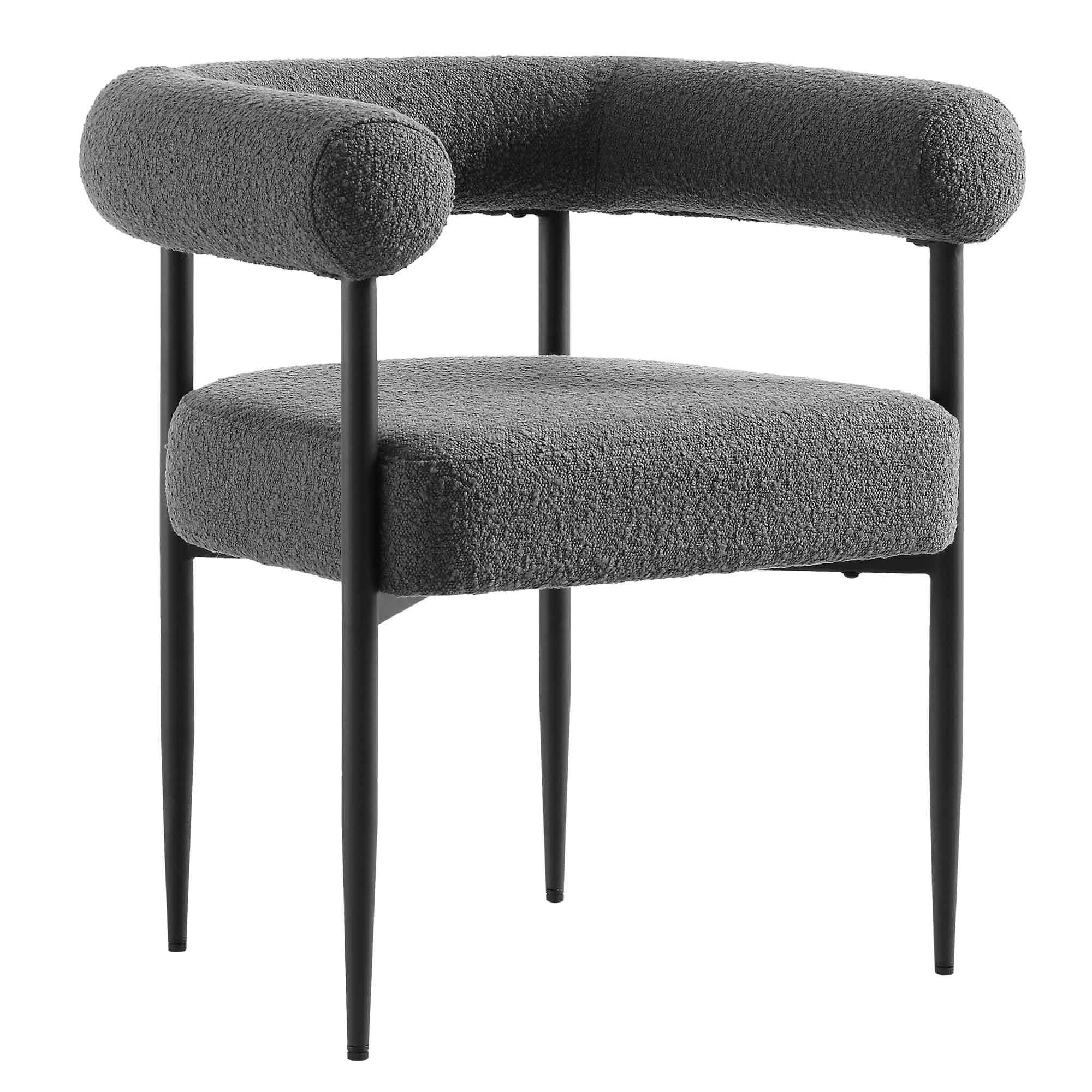 Fulbourn Charcoal Boucle Dining Chair with Black Metal Legs - Image 5