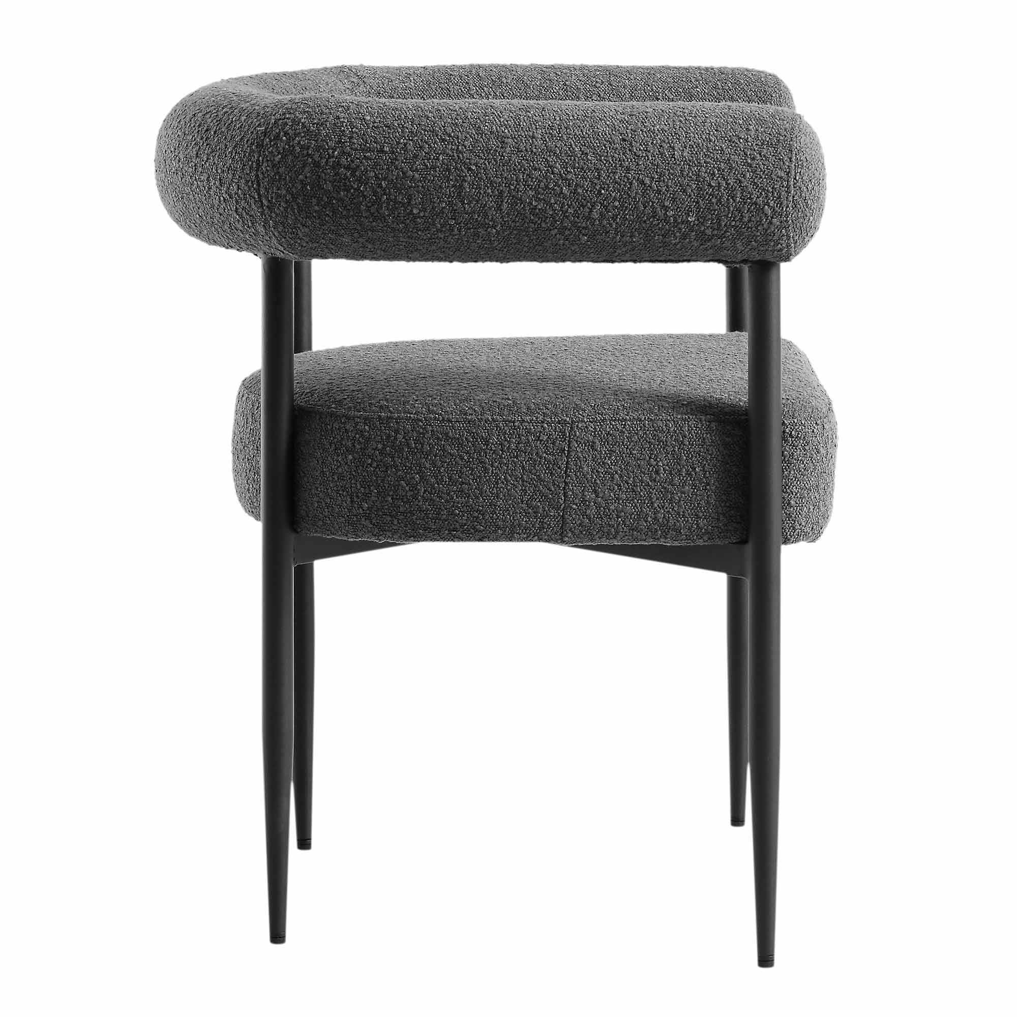 Fulbourn Charcoal Boucle Dining Chair with Black Metal Legs - Image 7