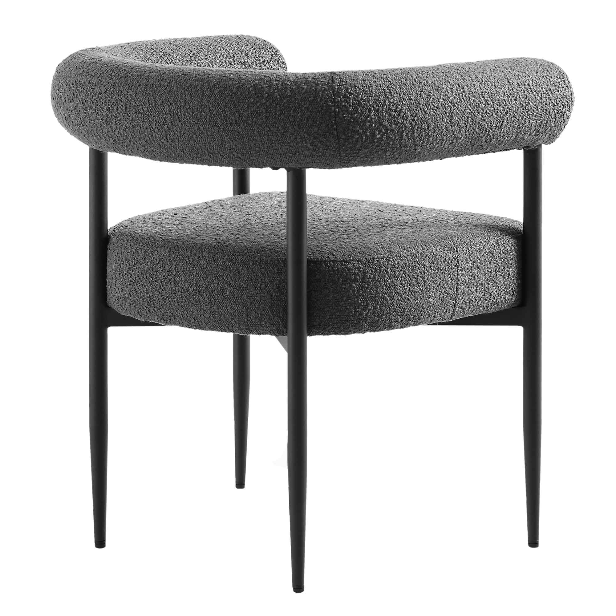 Fulbourn Charcoal Boucle Dining Chair with Black Metal Legs - Image 8
