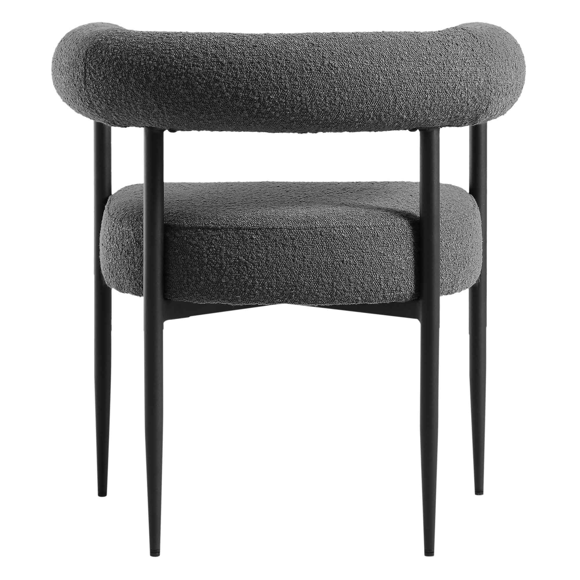 Fulbourn Charcoal Boucle Dining Chair with Black Metal Legs - Image 9