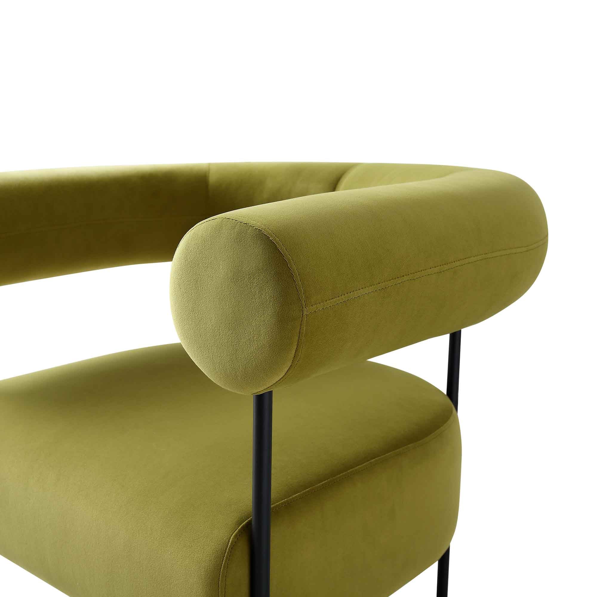 Fulbourn Olive Green Velvet Armchair - Image 10