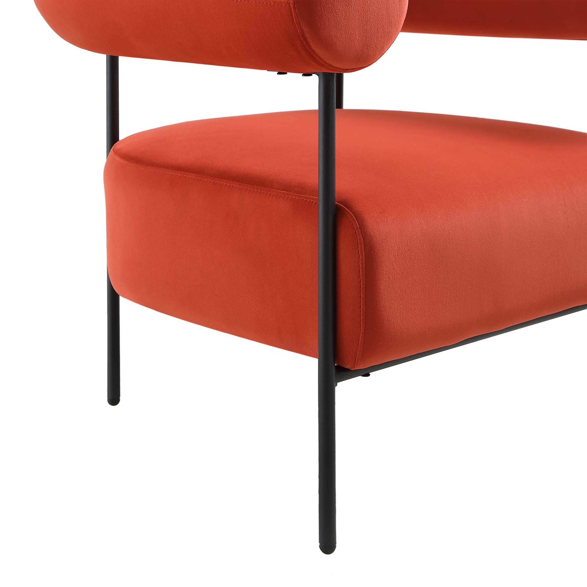 Fulbourn Rust Ochre Velvet Armchair - Image 10