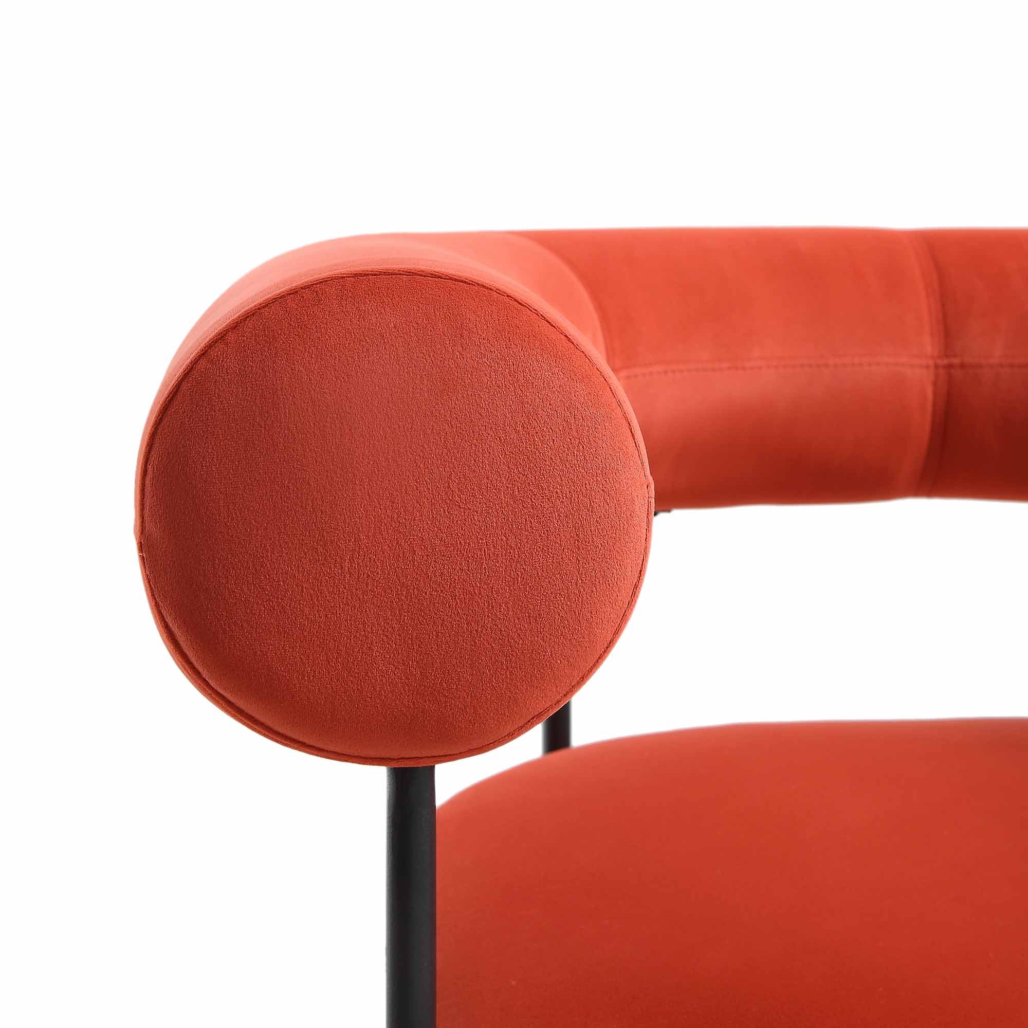 Fulbourn Rust Ochre Velvet Armchair - Image 11