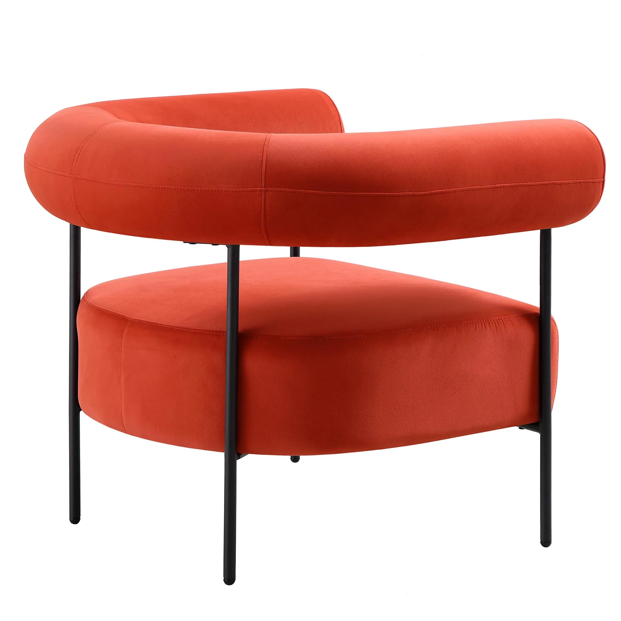 Fulbourn Rust Ochre Velvet Armchair - Image 7