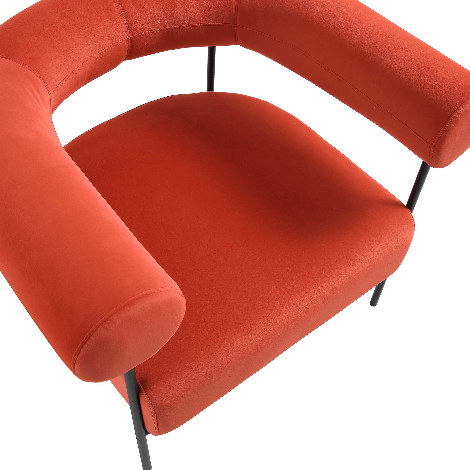 Fulbourn Rust Ochre Velvet Armchair - Image 8