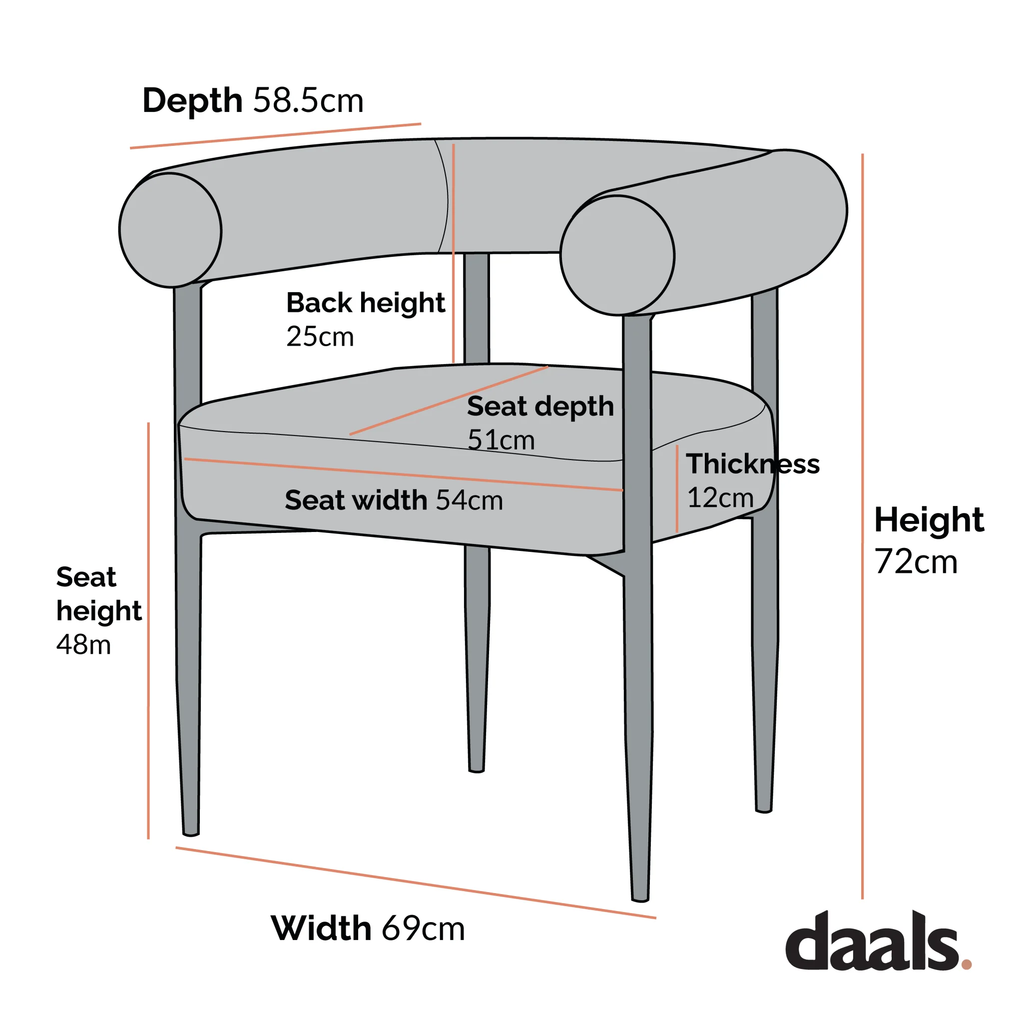 Fulbourn Charcoal Boucle Dining Chair with Black Metal Legs - Image 6