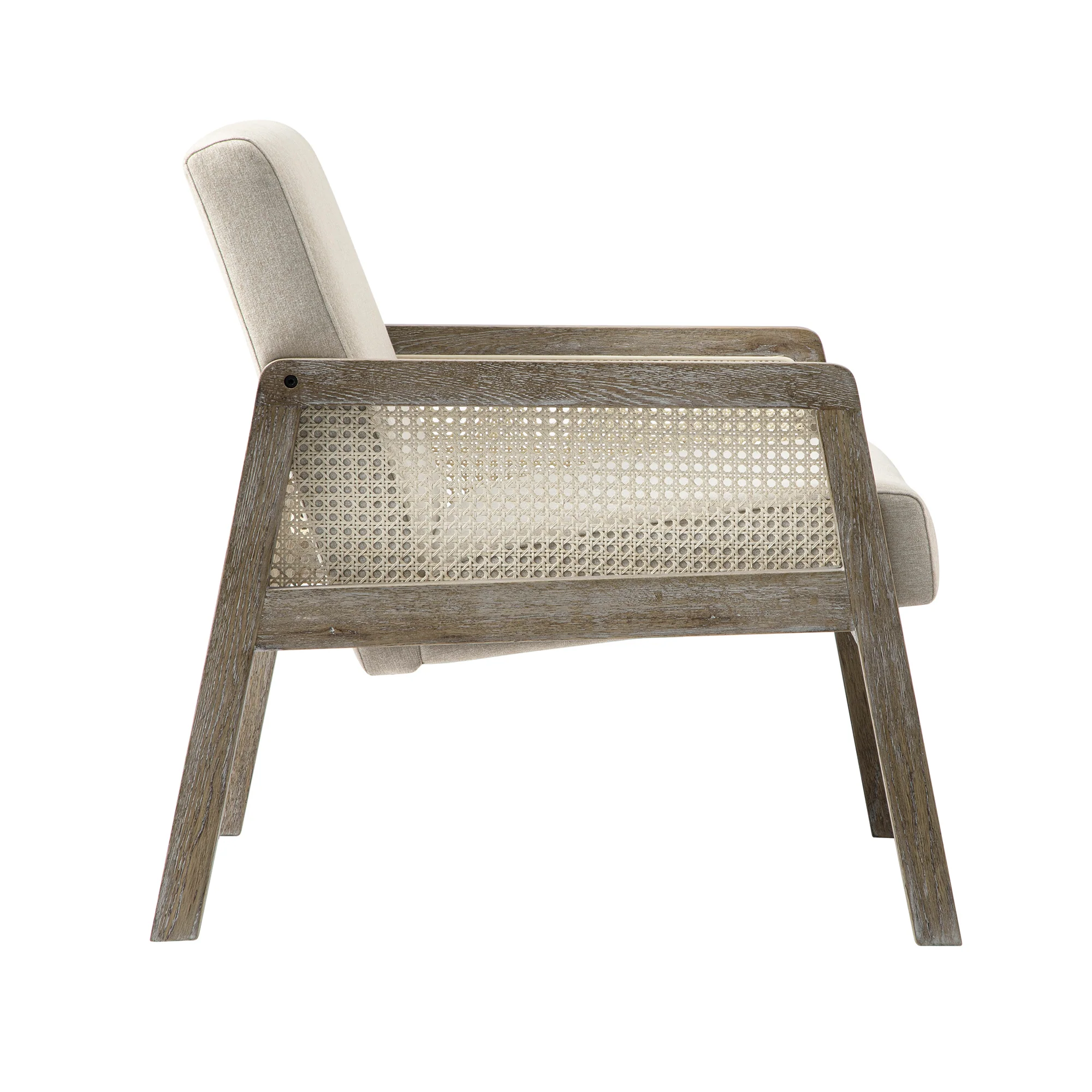 Fyne Oatmeal Fabric Weathered Oak Frame Rattan Armchair - Image 11