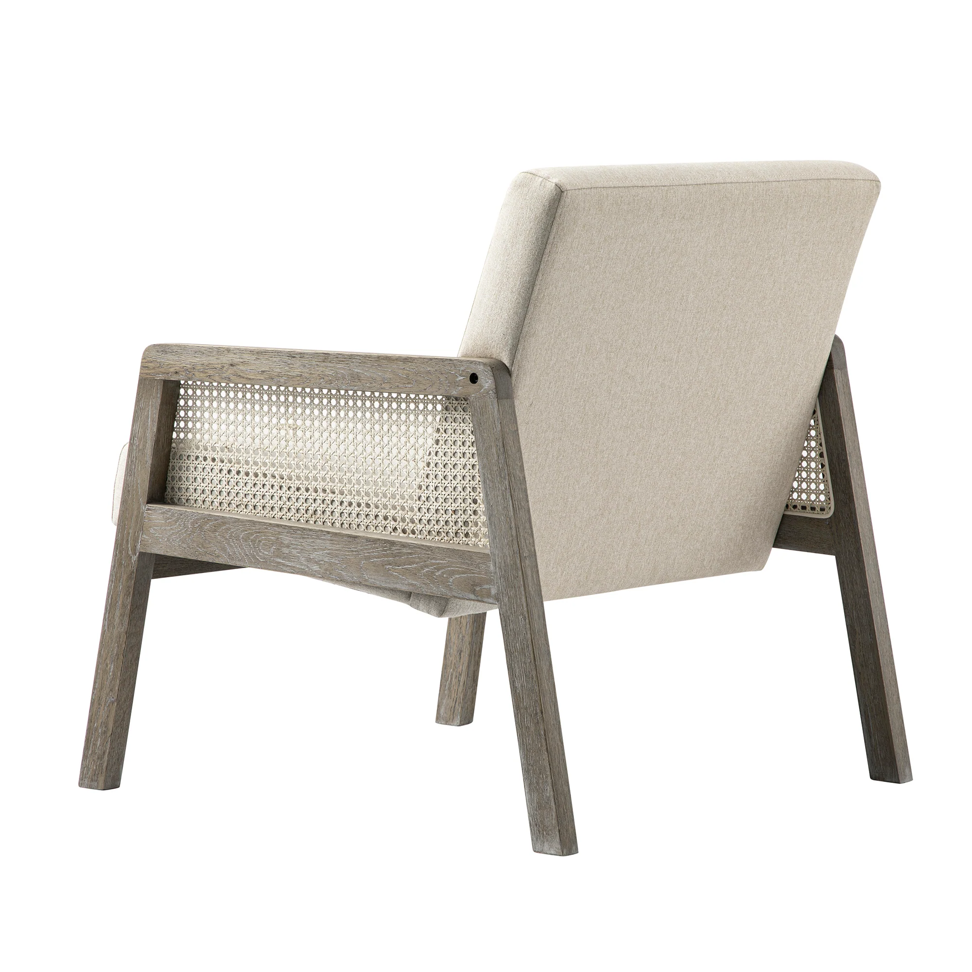 Fyne Oatmeal Fabric Weathered Oak Frame Rattan Armchair - Image 12