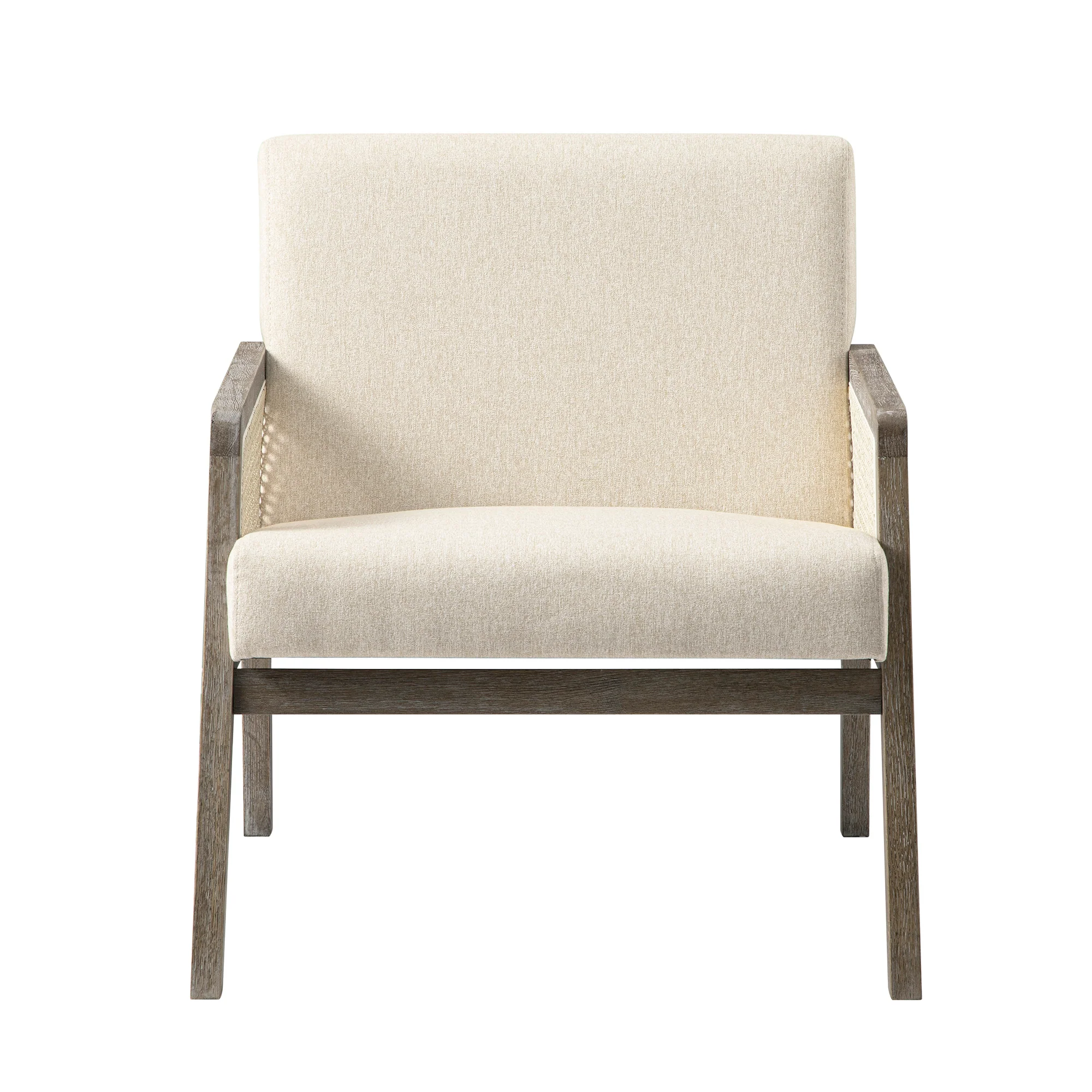 Fyne Oatmeal Fabric Weathered Oak Frame Rattan Armchair - Image 7