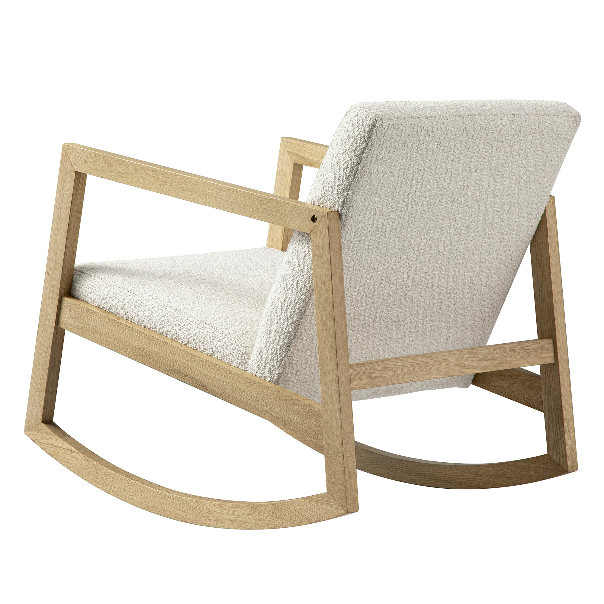 Fyne Ecru Boucle Rocking Natural Oak Armchair - Image 10