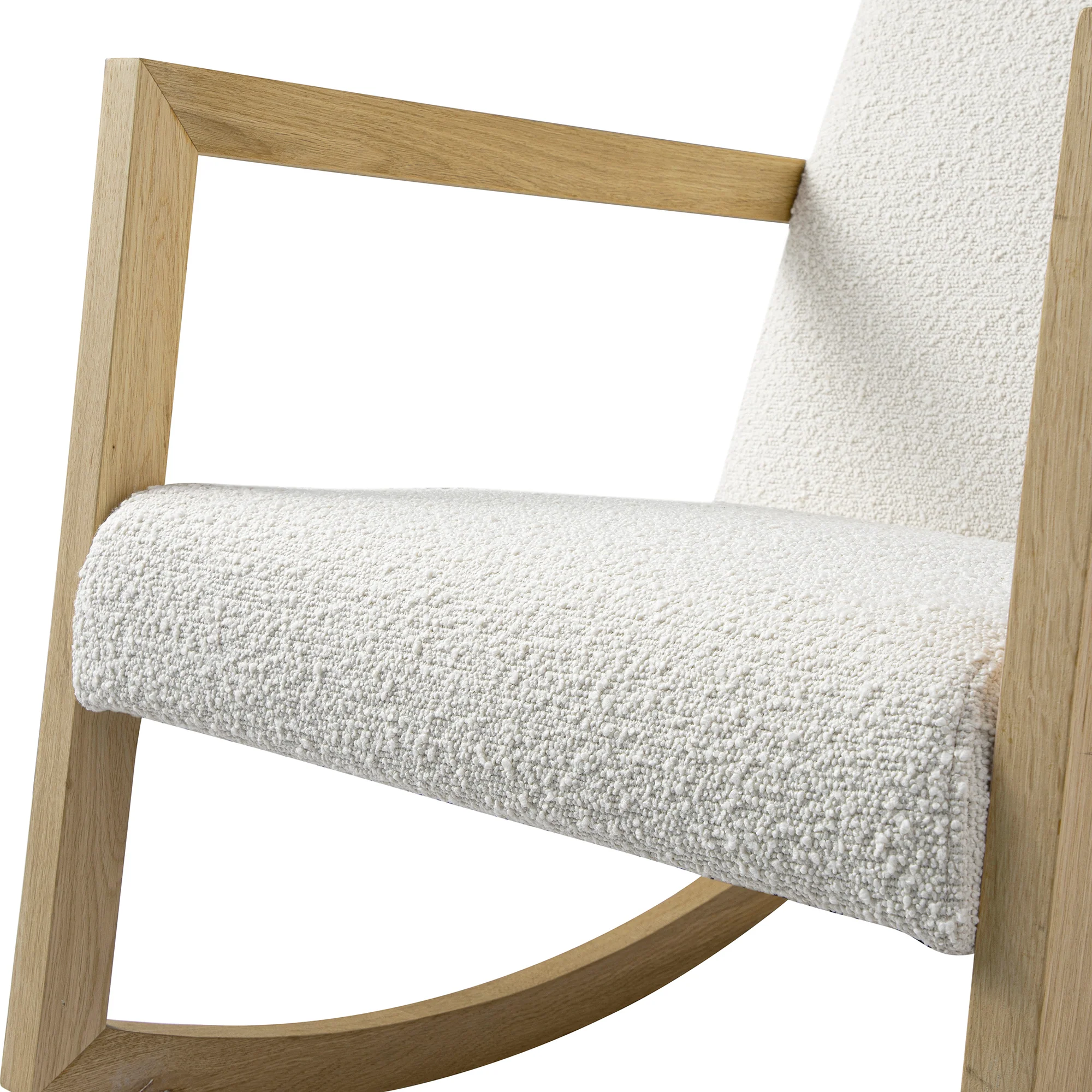 Fyne Ecru Boucle Rocking Natural Oak Armchair - Image 11