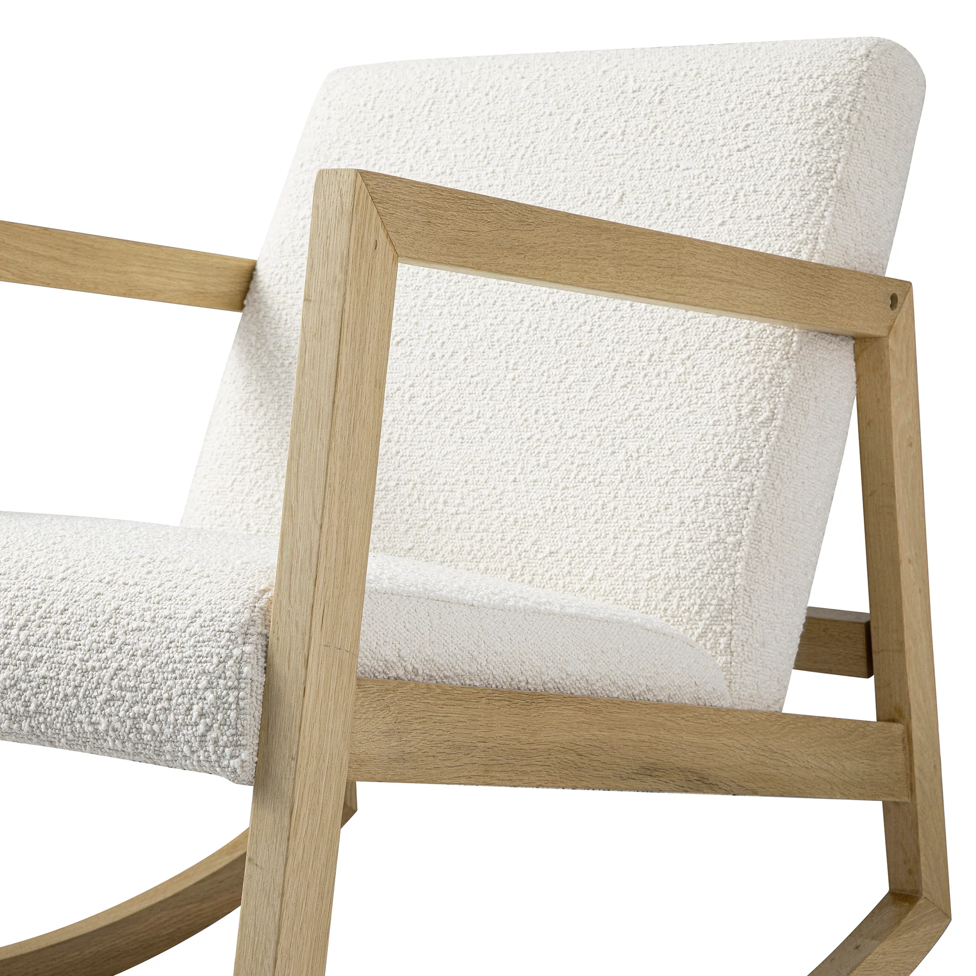 Fyne Ecru Boucle Rocking Natural Oak Armchair - Image 13