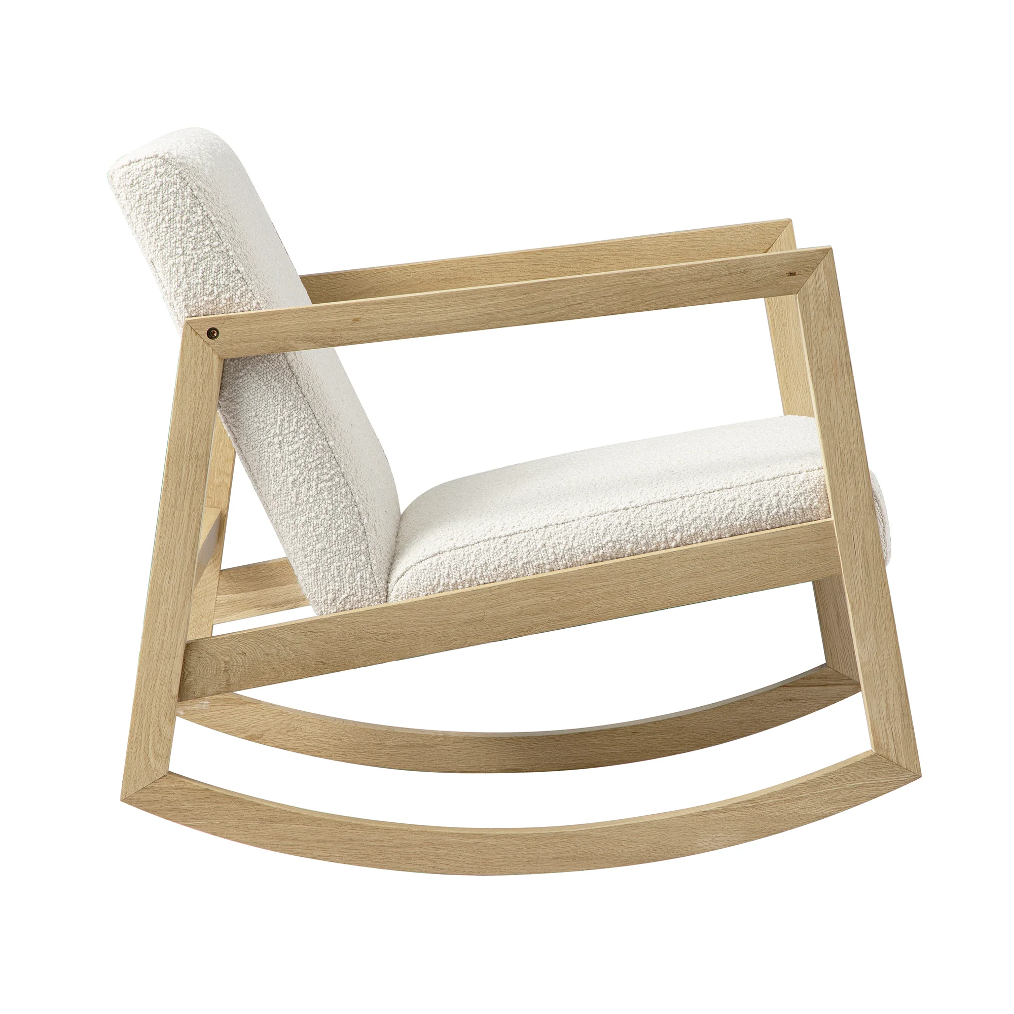 Fyne Ecru Boucle Rocking Natural Oak Armchair - Image 9