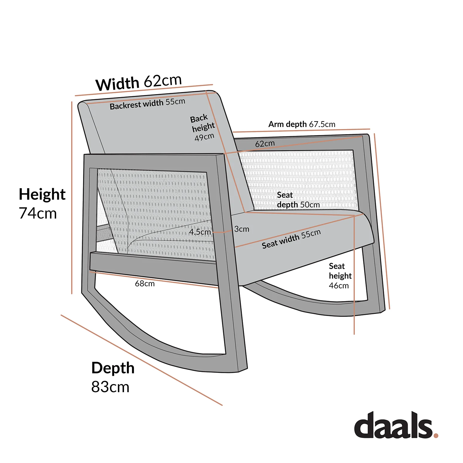 Fyne Sage Striped Linen Blend Natural Oak Armchair with Rattan Armrests - Image 9