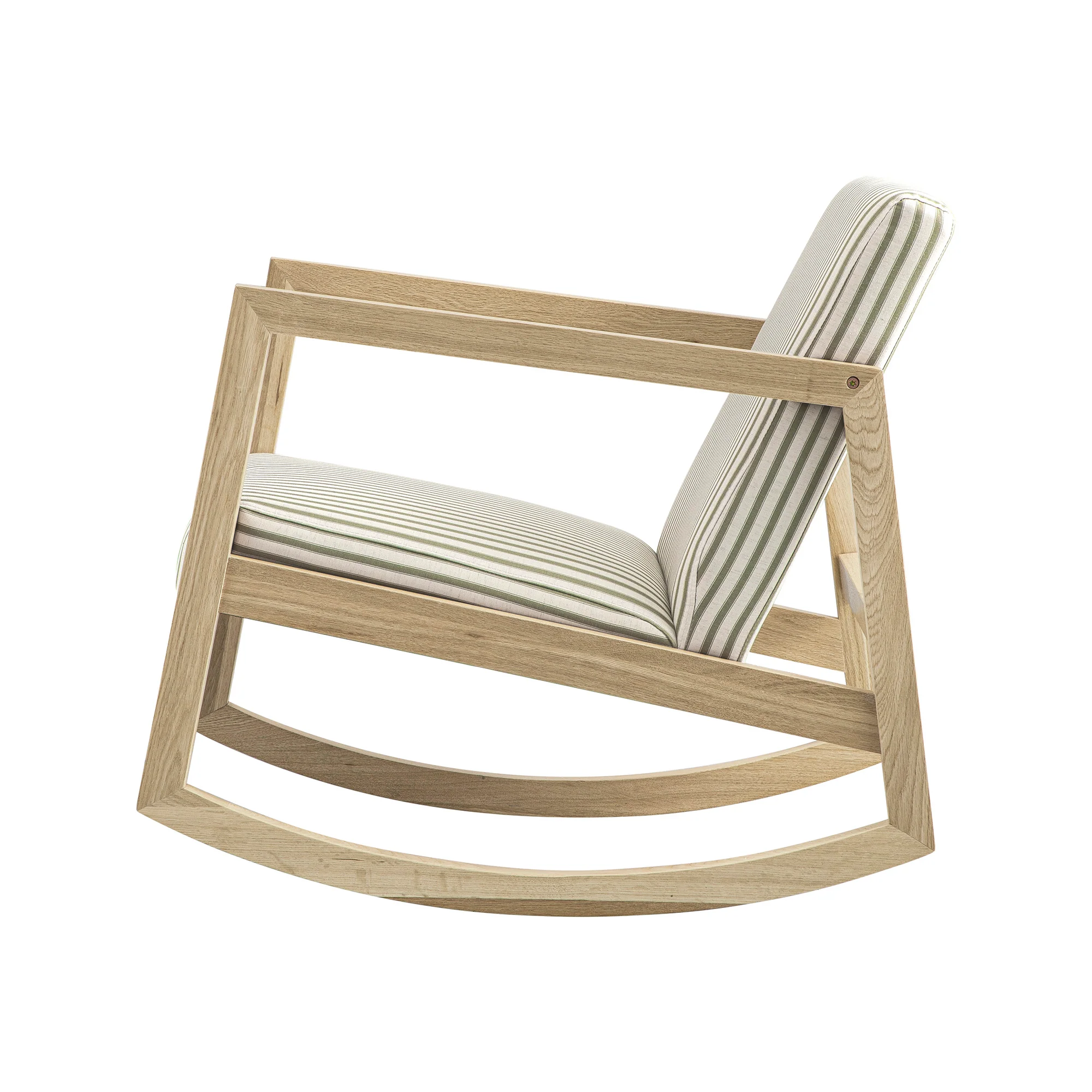 Fyne Sage Striped Linen Blend Natural Oak Rocking Armchair - Image 11