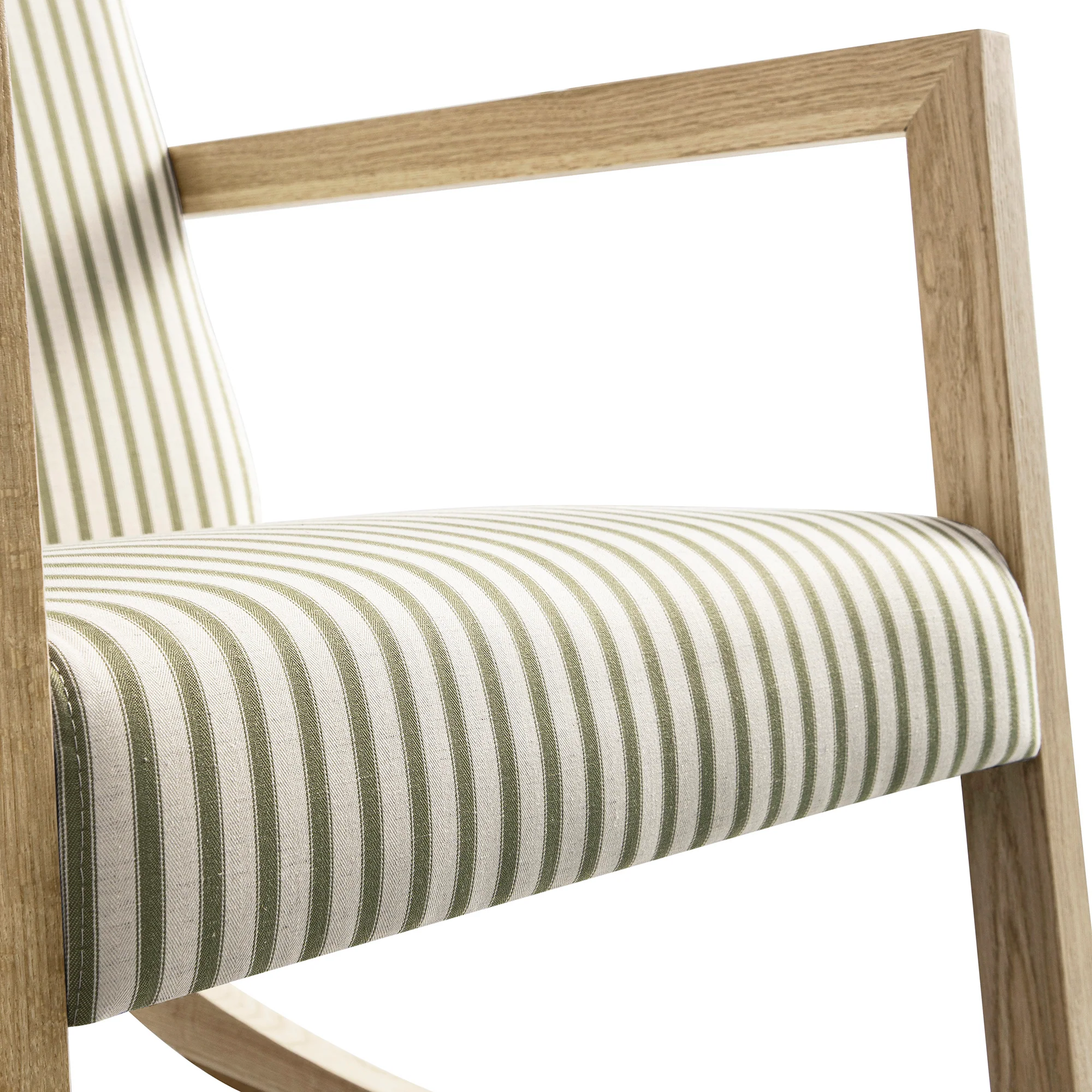 Fyne Sage Striped Linen Blend Natural Oak Rocking Armchair - Image 14